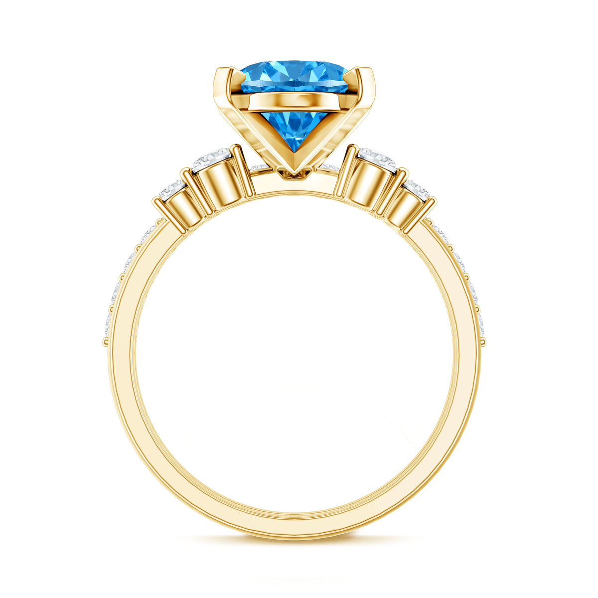 IGI Certified 4 Carat Lab Grown Blue Diamond Oval Engagement Ring with Wedding Band Vivid Blue - VS1 - Rosec Jewels