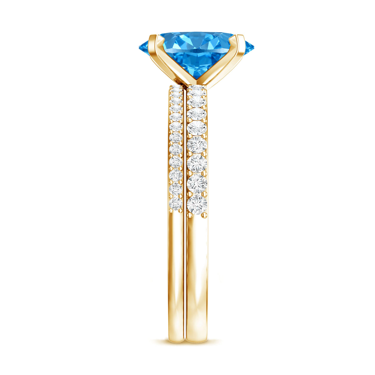 Oval Shaped 2 Carat Lab Blue Diamond Engagement Ring Set with IGI Certificate Vivid Blue - VS1 - Rosec Jewels