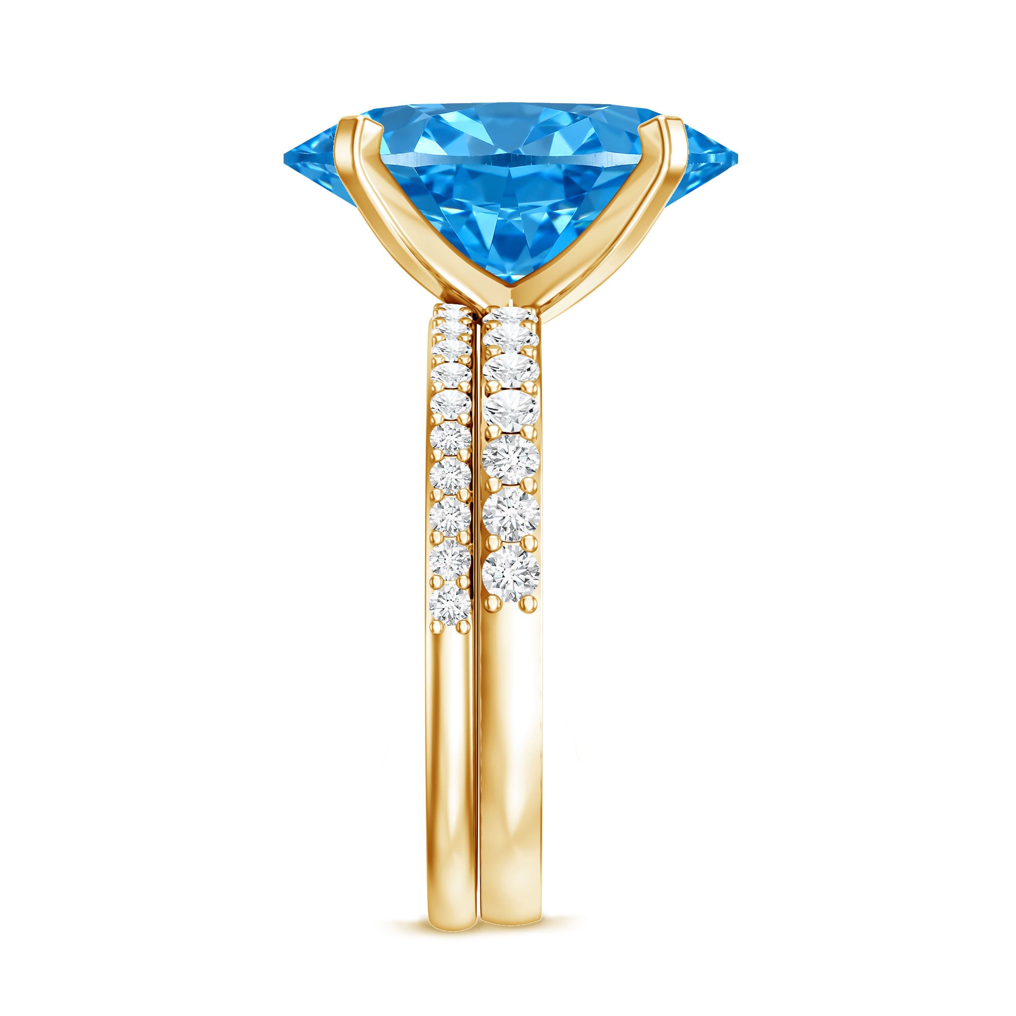 Rosec Jewels-Lab Grown 4 Carat Blue Diamond Oval Wedding Ring Set with IGI Certificate