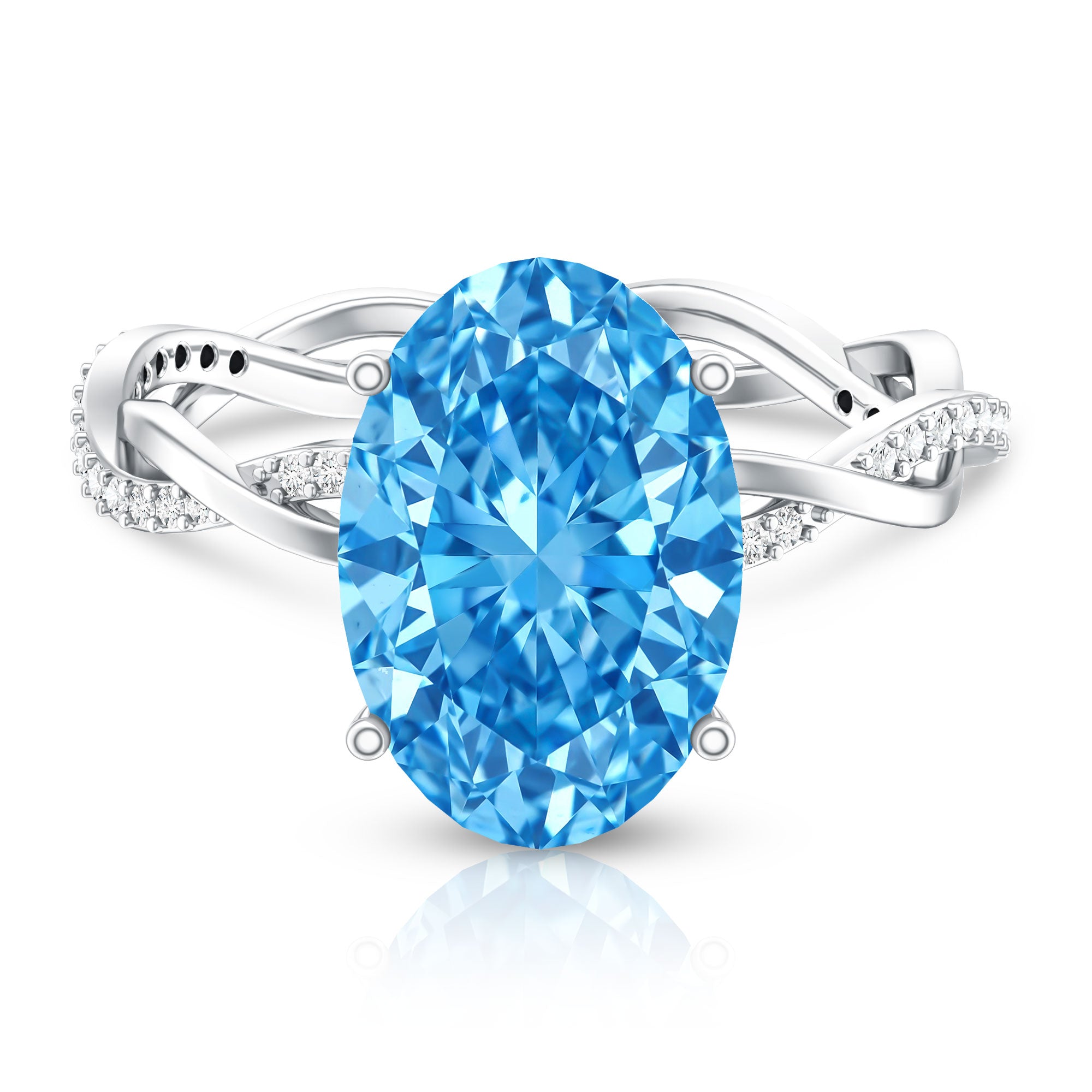 Rosec Jewels-IGI Certified 4 Carat Lab Grown Blue Diamond Oval Engagement Ring with Infinity Shank