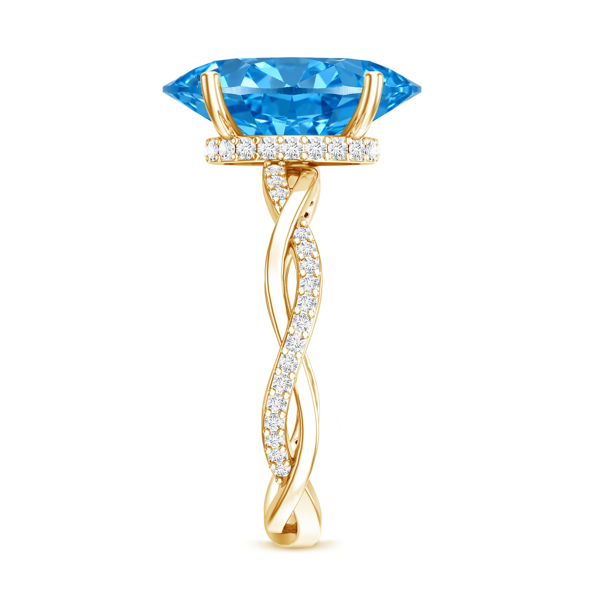 Rosec Jewels-IGI Certified 4 Carat Lab Grown Blue Diamond Oval Engagement Ring with Infinity Shank