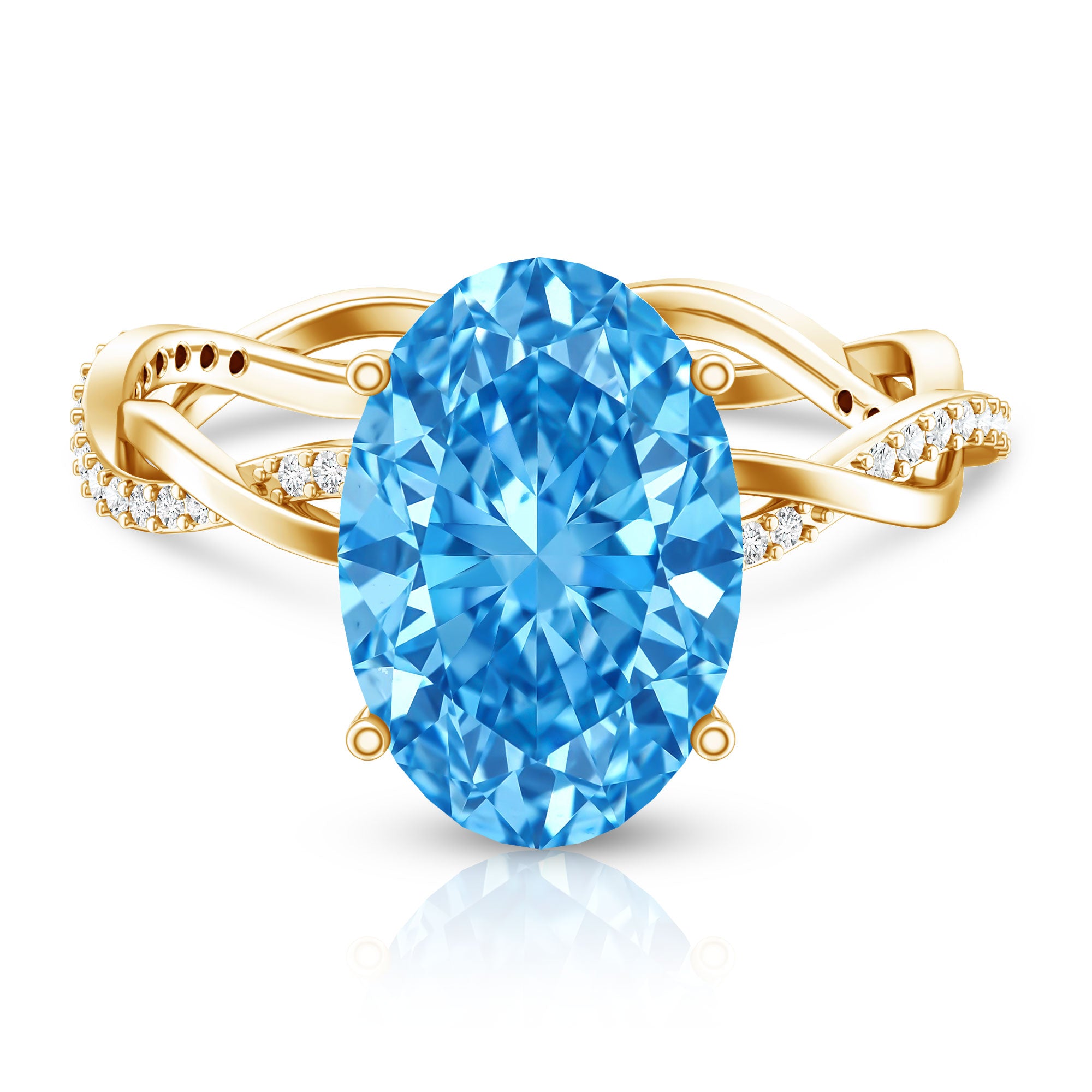 Rosec Jewels-IGI Certified 4 Carat Lab Grown Blue Diamond Oval Engagement Ring with Infinity Shank