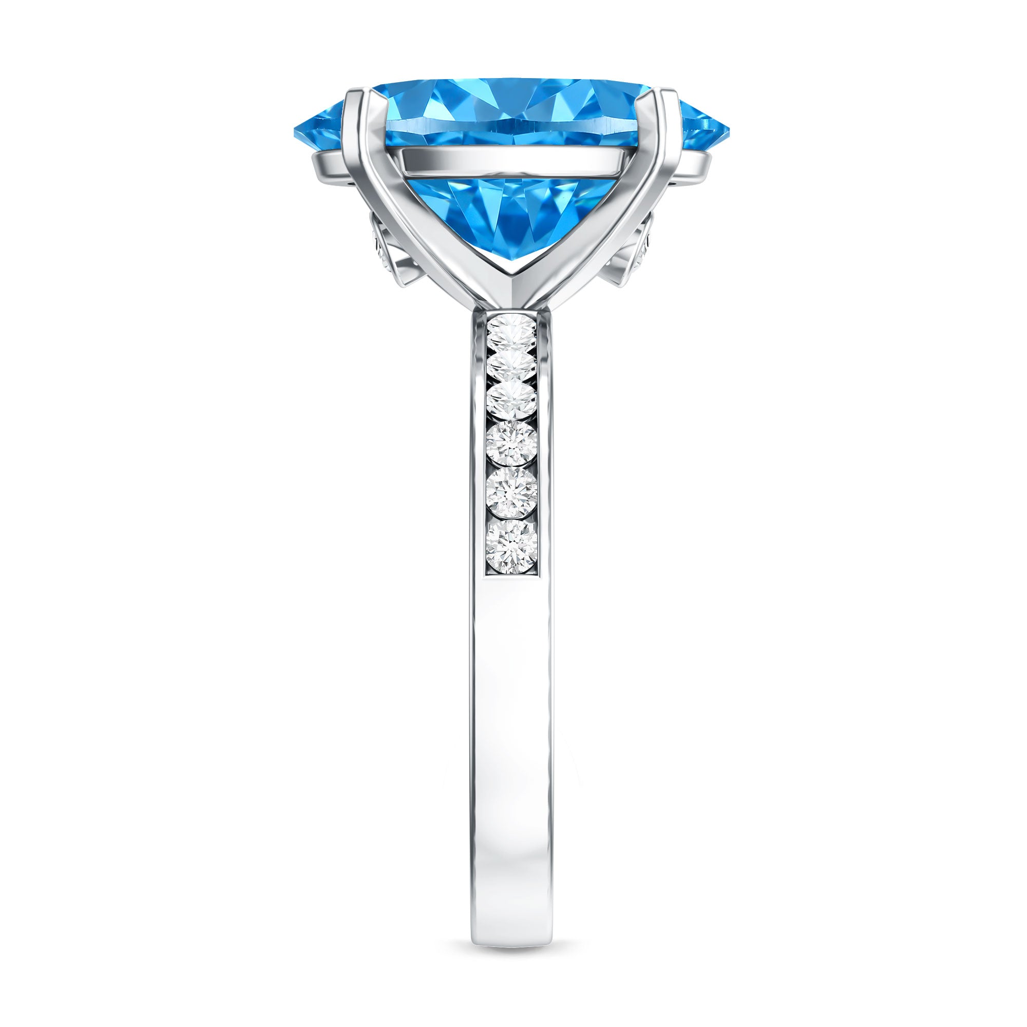 Rosec Jewels-4 Carat Oval Cut Lab Created Blue Diamond Large Engagement Ring IGI Certified