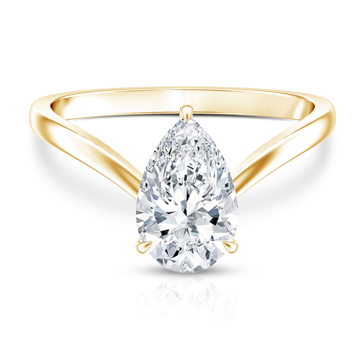 IGI Certified 2 Carat Pear Shape Lab Grown Diamond Chevron Engagement Ring Lab - ( E-VS1 ) - Rosec Jewels