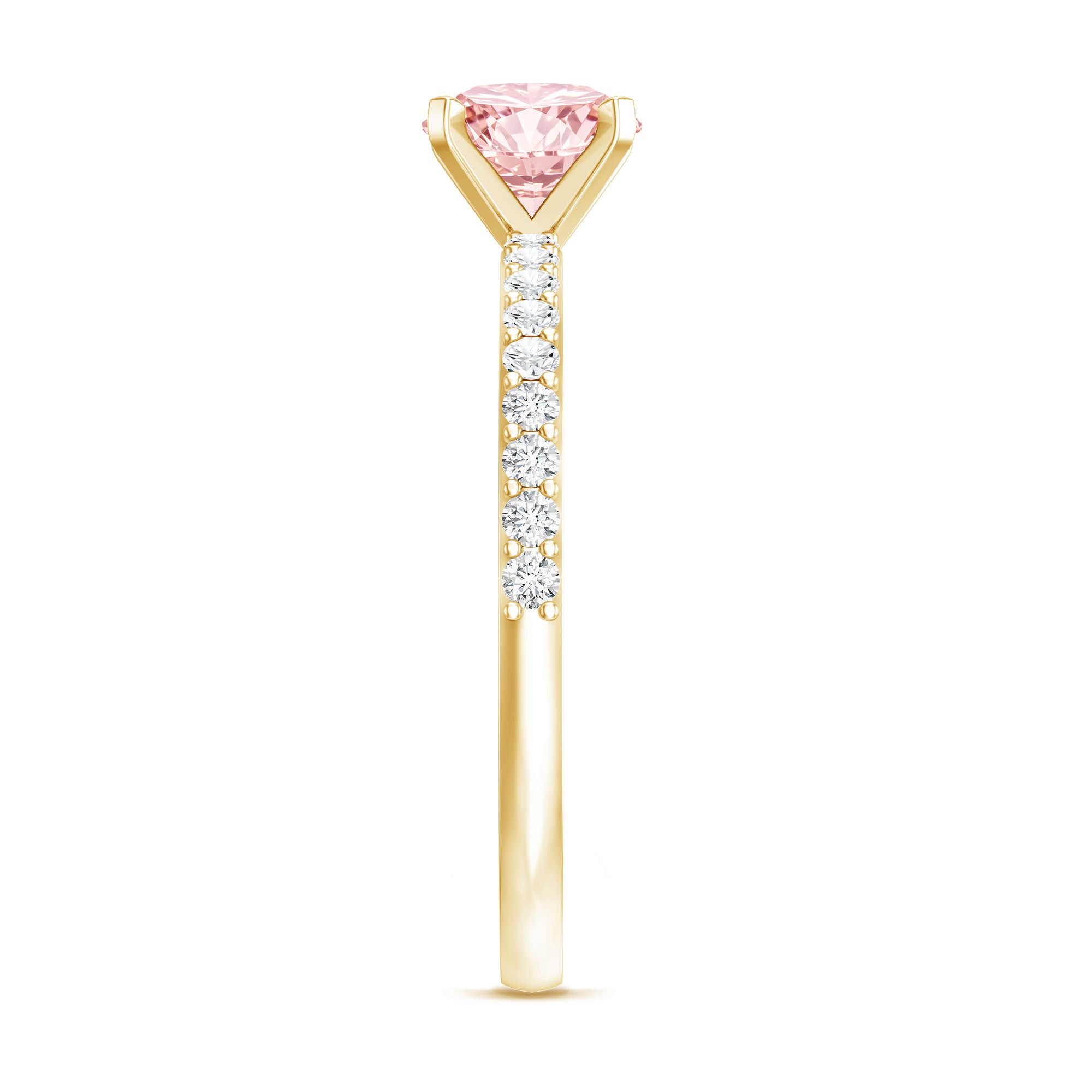 Rosec Jewels-IGI Certified 1 Carat Lab Pink Diamond Classic Engagement Ring with Side Stones