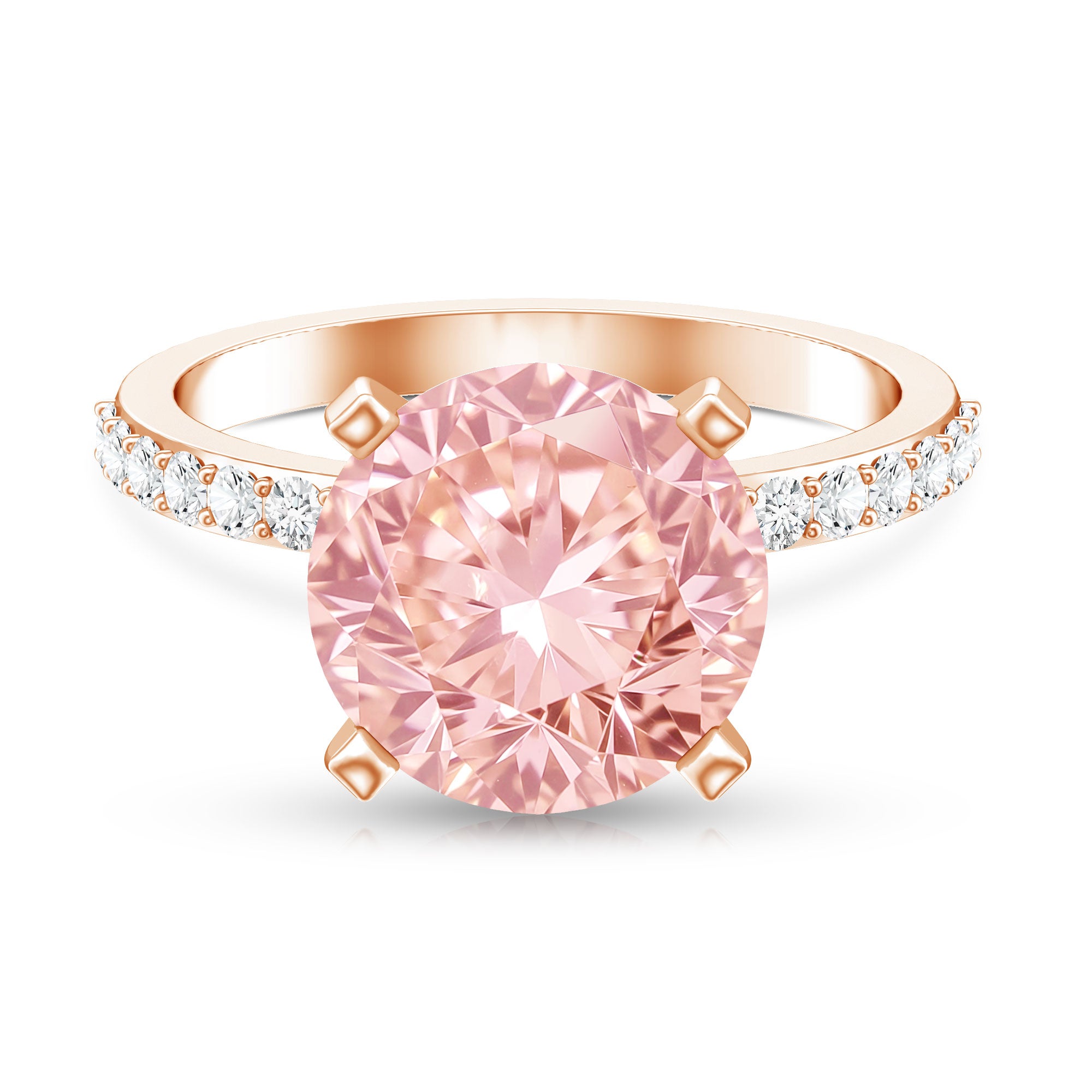 5 Carat IGI Certified Lab Created Pink Diamond Statement Ring with Side Stones Fancy Pink - VS1 - Rosec Jewels