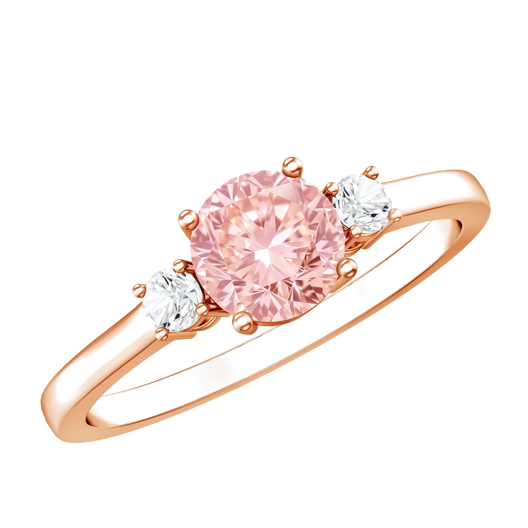 1 Carat IGI Certified Lab Grown Pink and White Diamond Three Stone Ring for Her Fancy Pink - VS1 - Rosec Jewels