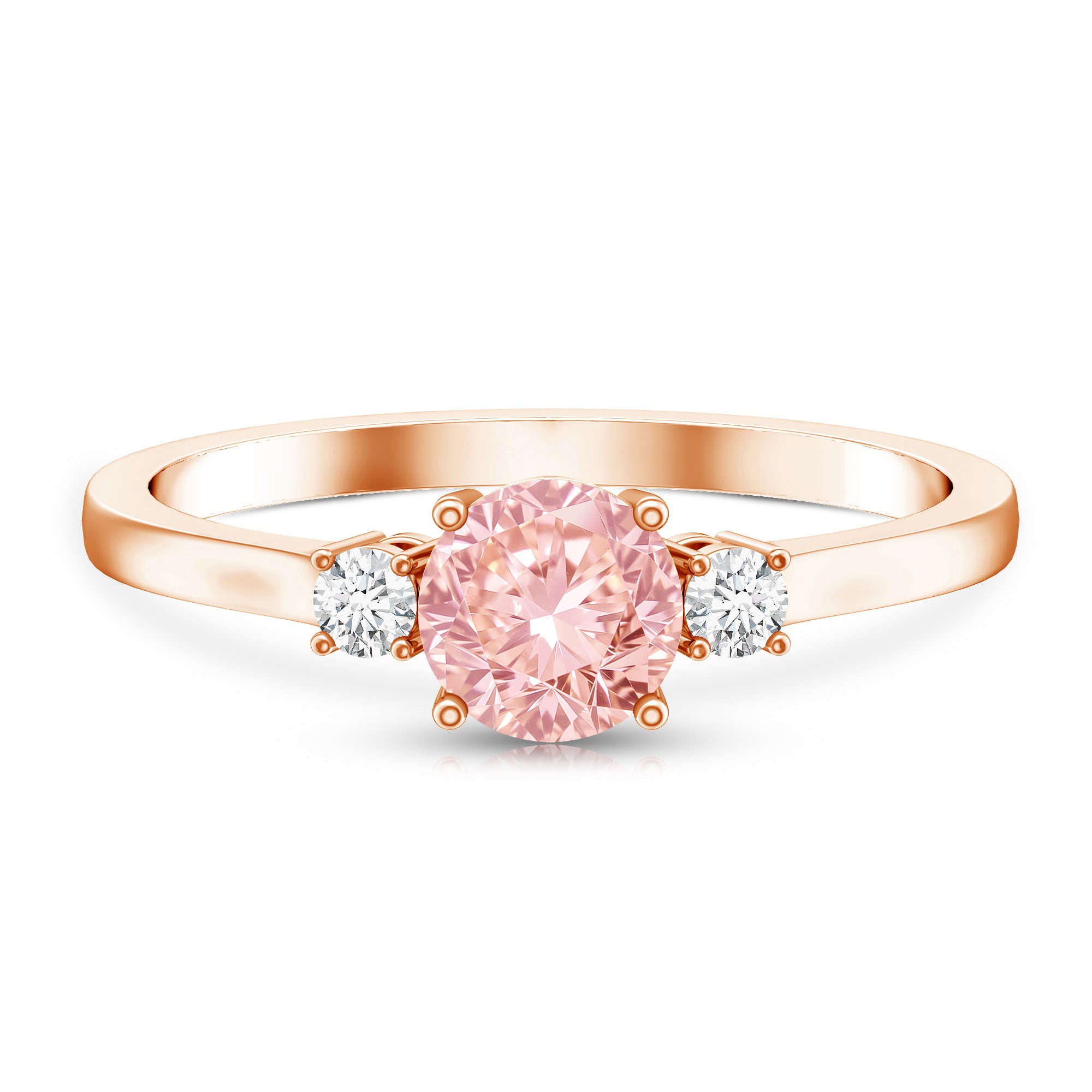 1 Carat IGI Certified Lab Grown Pink and White Diamond Three Stone Ring for Her Fancy Pink - VS1 - Rosec Jewels