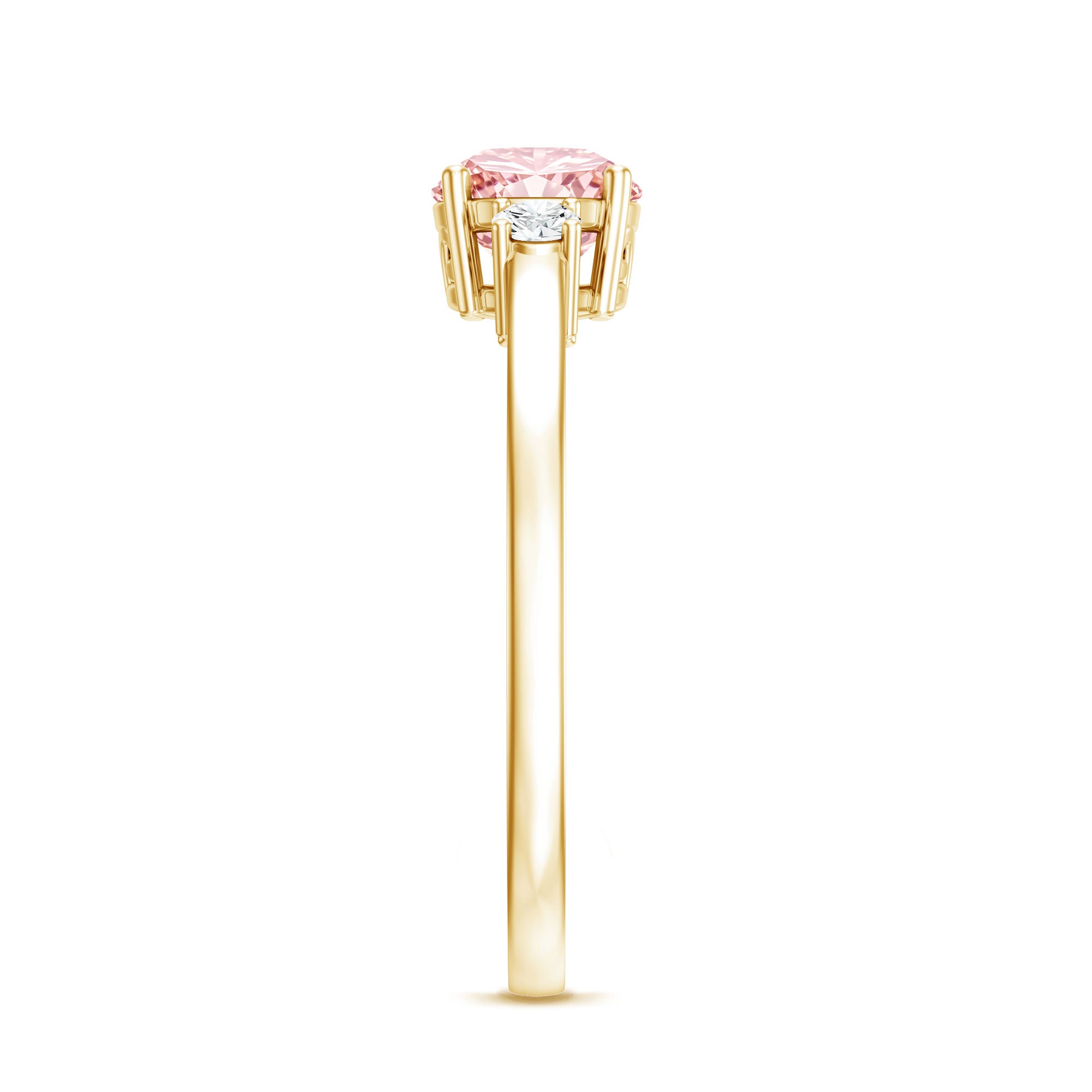 1 Carat IGI Certified Lab Grown Pink and White Diamond Three Stone Ring for Her Fancy Pink - VS1 - Rosec Jewels