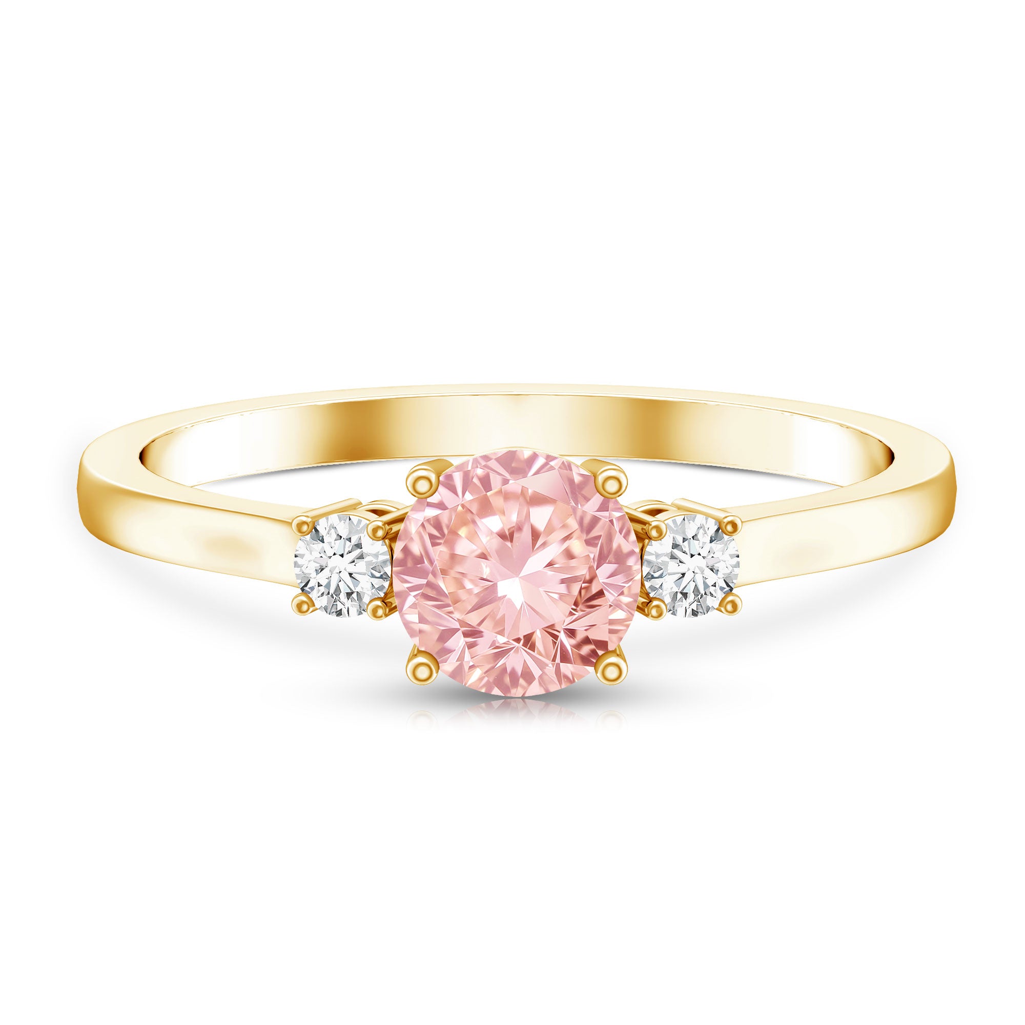 1 Carat IGI Certified Lab Grown Pink and White Diamond Three Stone Ring for Her Fancy Pink - VS1 - Rosec Jewels