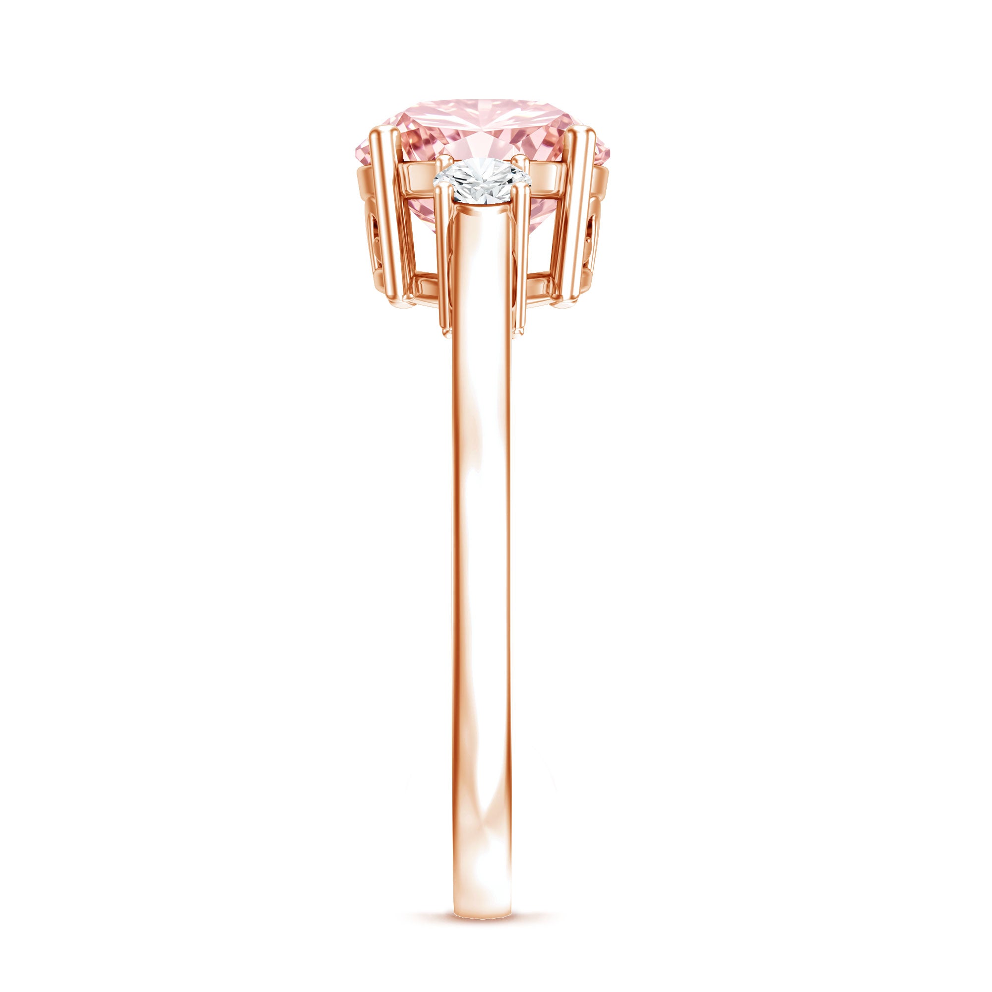 2 Carat Lab Grown Pink Diamond Three Stone Engagement Ring with IGI Certificate Fancy Pink - VS1 - Rosec Jewels