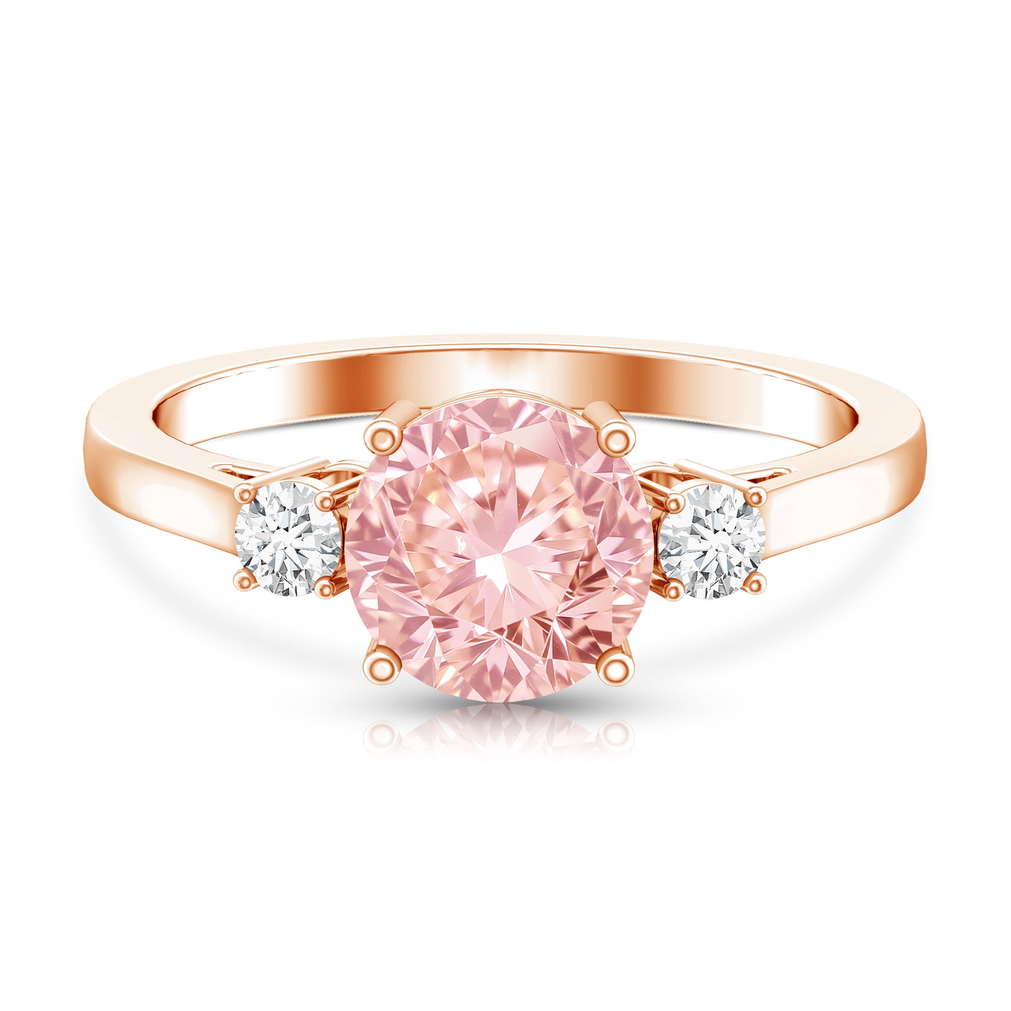 2 Carat Lab Grown Pink Diamond Three Stone Engagement Ring with IGI Certificate Fancy Pink - VS1 - Rosec Jewels