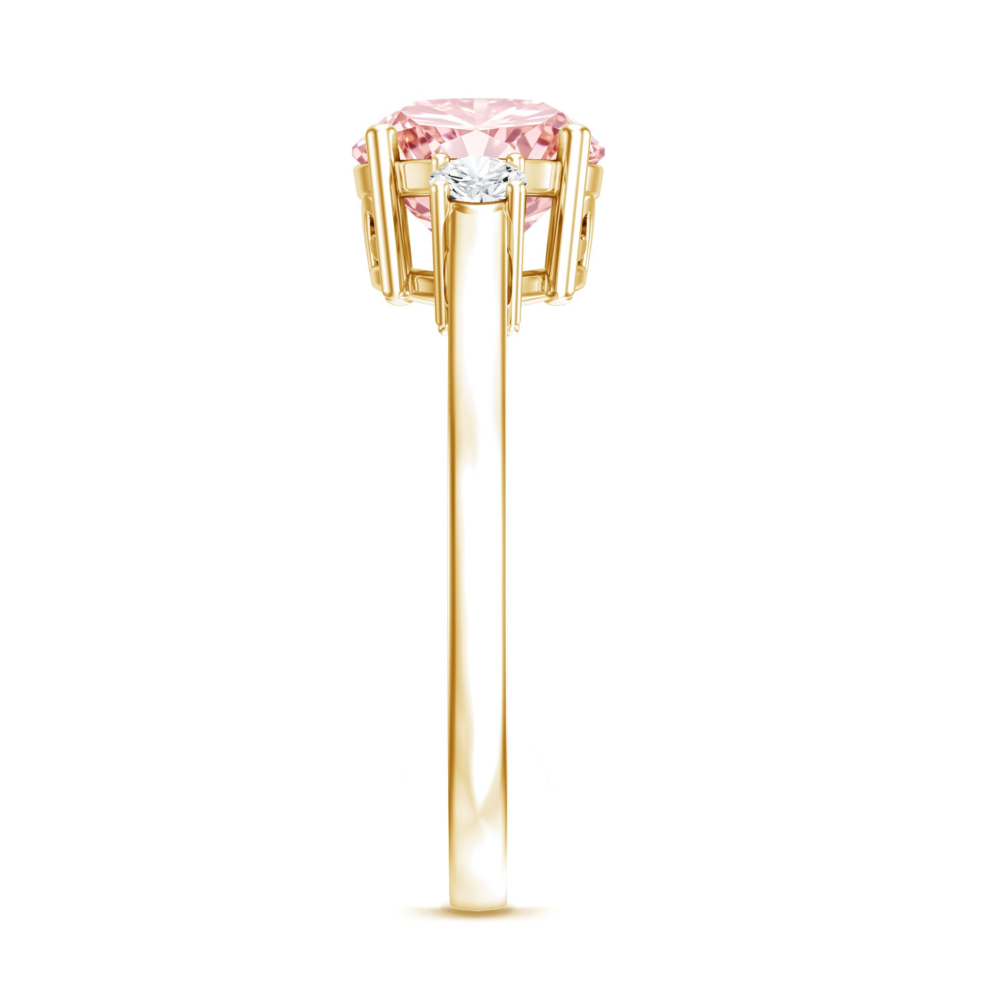 2 Carat Lab Grown Pink Diamond Three Stone Engagement Ring with IGI Certificate Fancy Pink - VS1 - Rosec Jewels