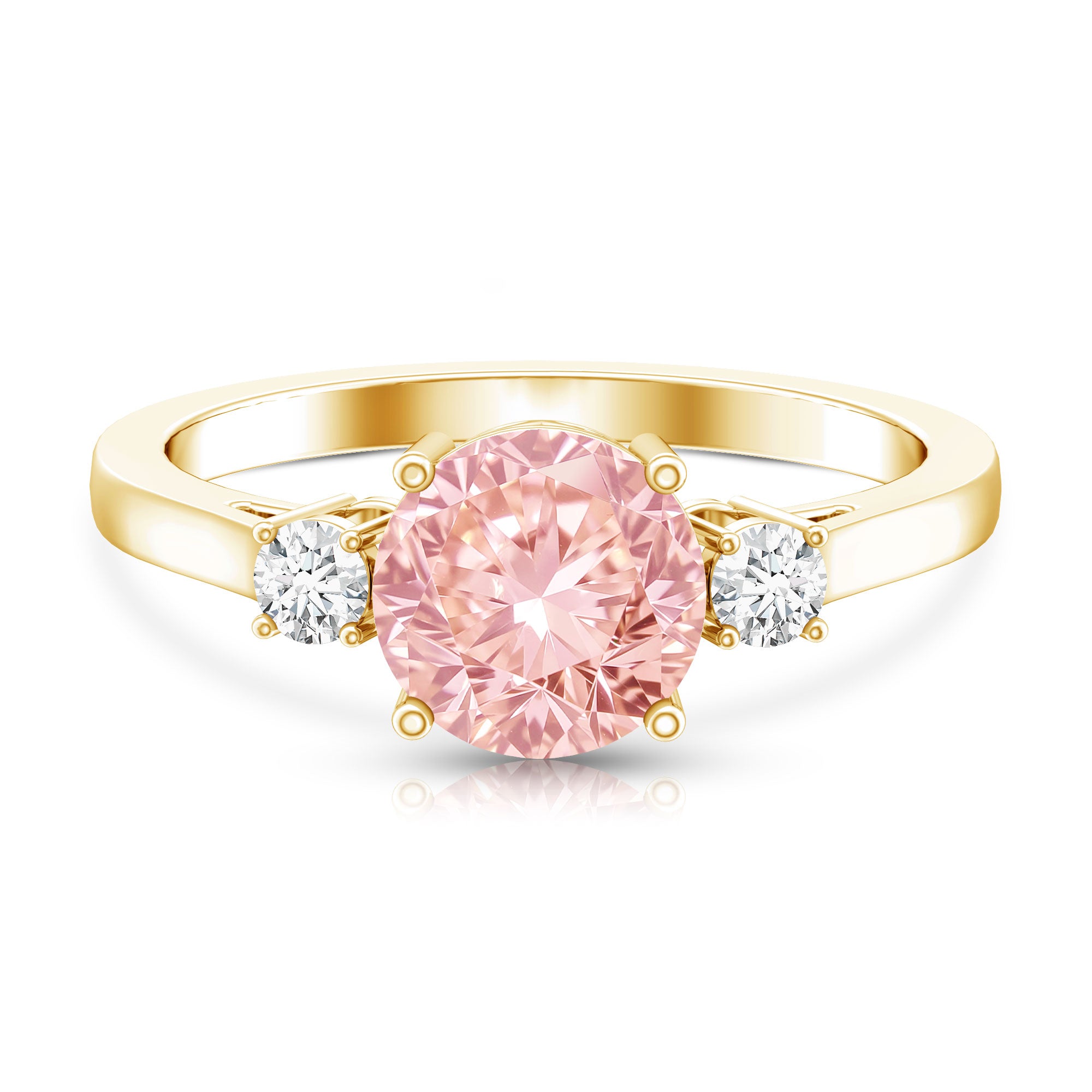 2 Carat Lab Grown Pink Diamond Three Stone Engagement Ring with IGI Certificate Fancy Pink - VS1 - Rosec Jewels