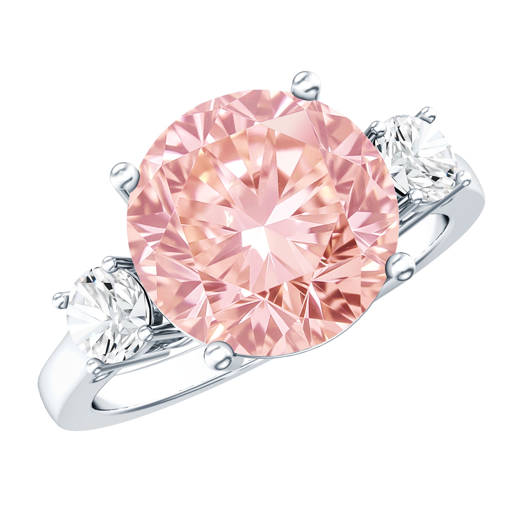 IGI Certified Lab Created Pink and White Diamond Three Stone Engagement Ring 5 Carat Fancy Pink - VS1 - Rosec Jewels