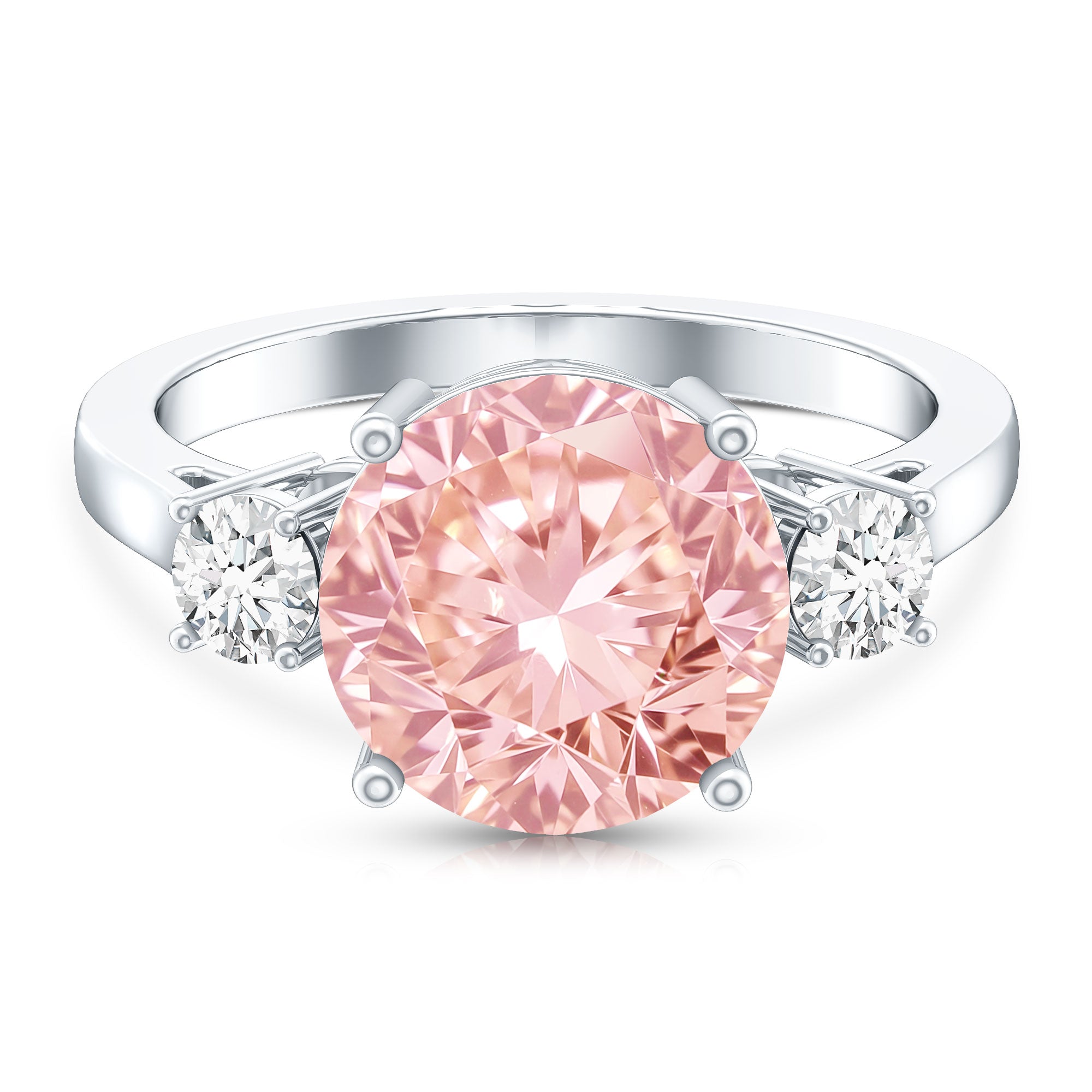 IGI Certified Lab Created Pink and White Diamond Three Stone Engagement Ring 5 Carat Fancy Pink - VS1 - Rosec Jewels