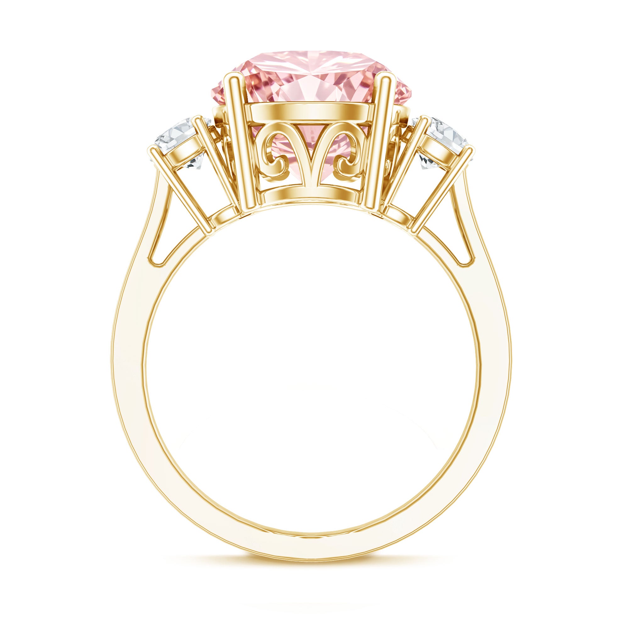 IGI Certified Lab Created Pink and White Diamond Three Stone Engagement Ring 5 Carat Fancy Pink - VS1 - Rosec Jewels