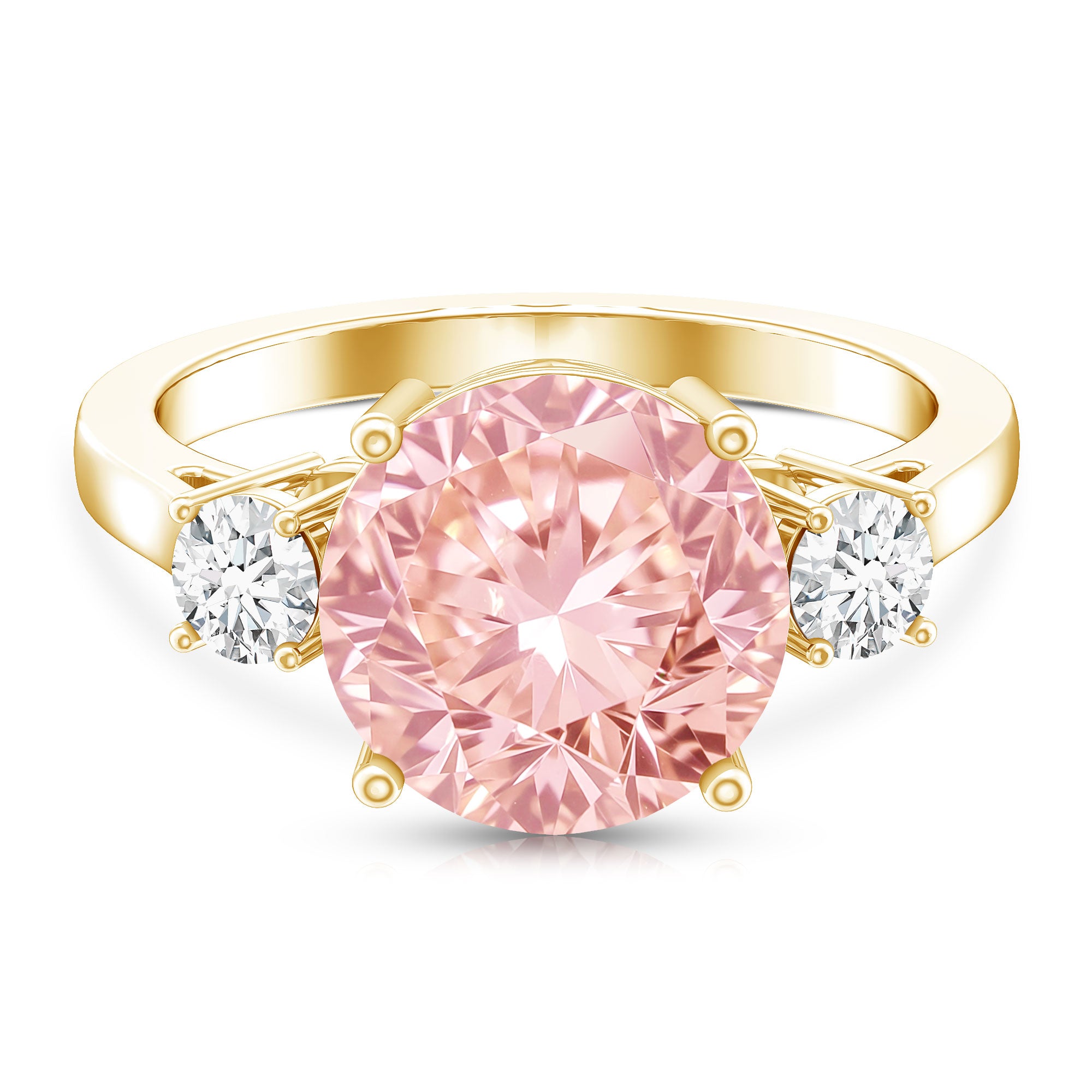 IGI Certified Lab Created Pink and White Diamond Three Stone Engagement Ring 5 Carat Fancy Pink - VS1 - Rosec Jewels