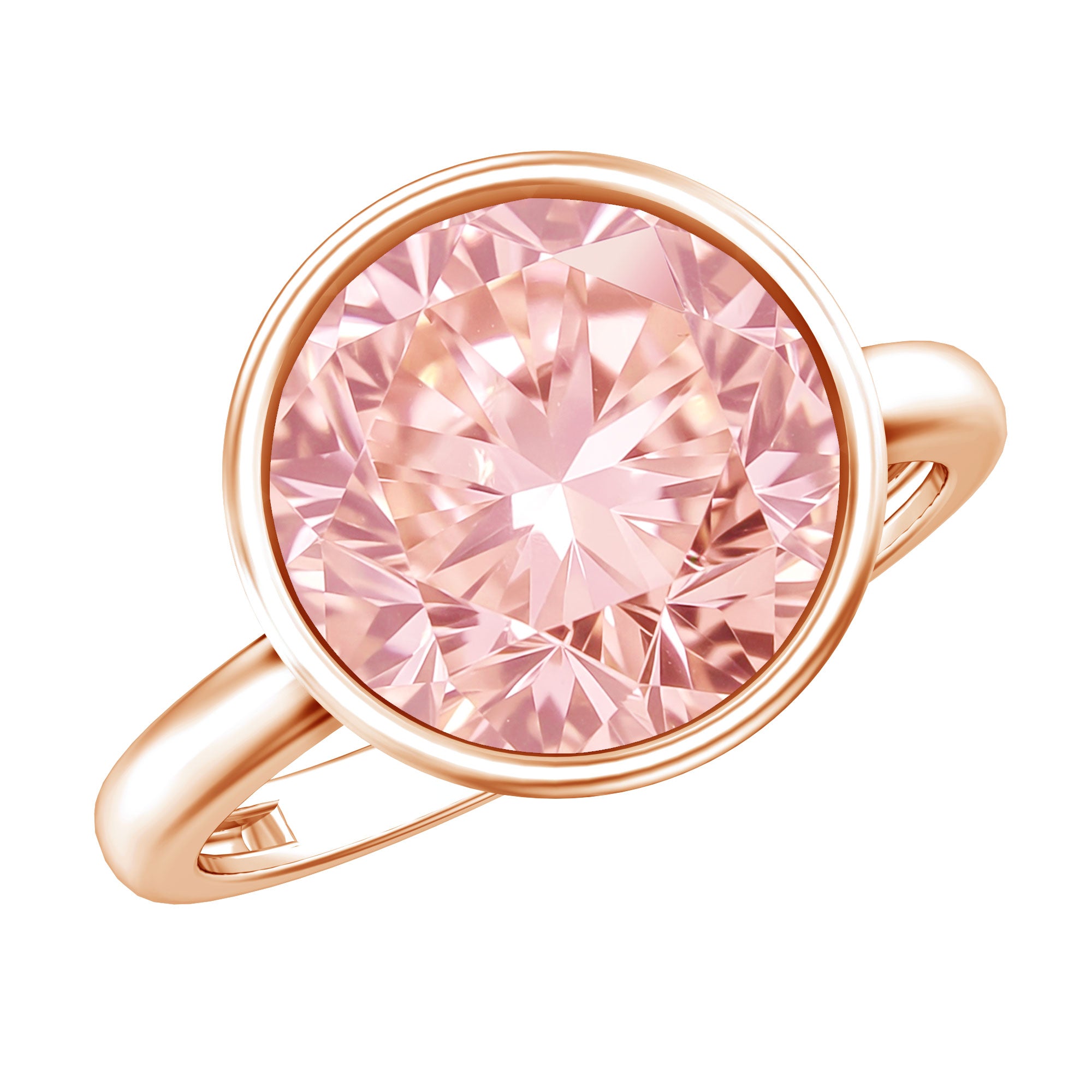 Large 5 Carat Lab Grown Pink Diamond Bezel Engagement Ring with IGI Certificate Fancy Pink - VS1 - Rosec Jewels