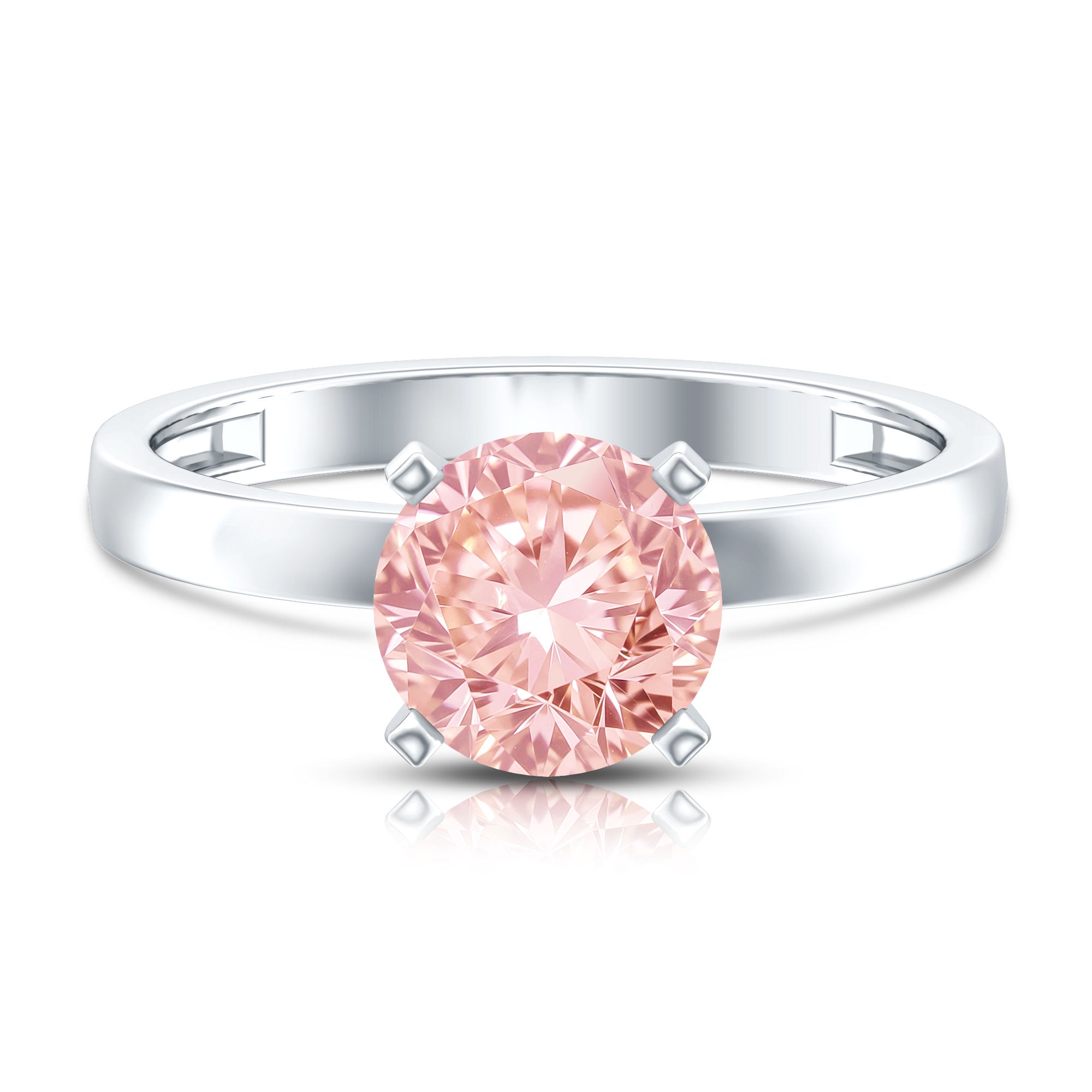 Rosec Jewels-Solitaire Round Lab Pink Diamond 2 Carat Engagement Ring IGI Certified
