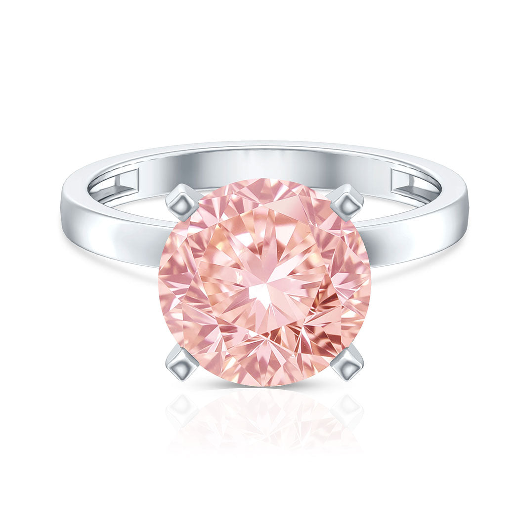 Peg Headset Solitaire 4 Carat Lab Grown Pink Diamond Engagement Ring IGI Certified Fancy Pink - VS1 - Rosec Jewels