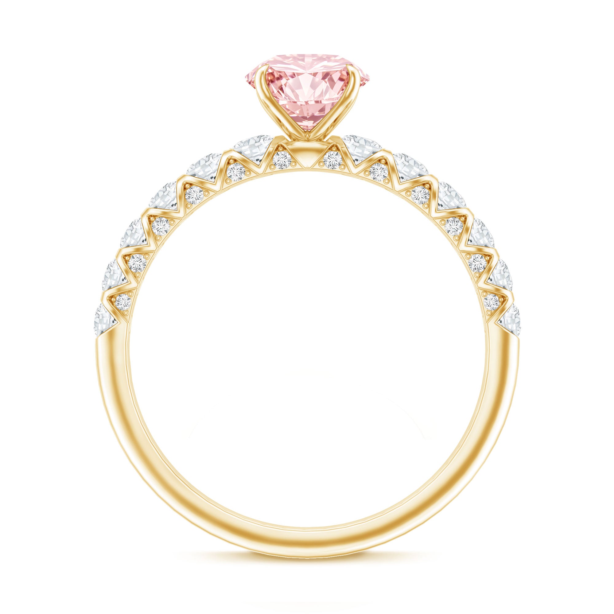 Rosec Jewels-IGI Certified 1 Carat Lab Grown Pink and White Diamond Engagement Ring with Side Stones