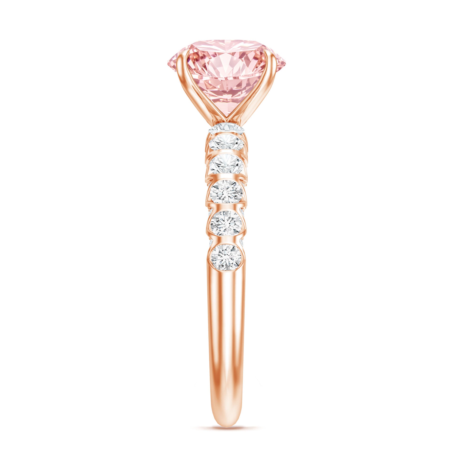 2 Carat IGI Certified Lab Grown Pink and White Diamond Engagement Ring with Side Stones Fancy Pink - VS1 - Rosec Jewels