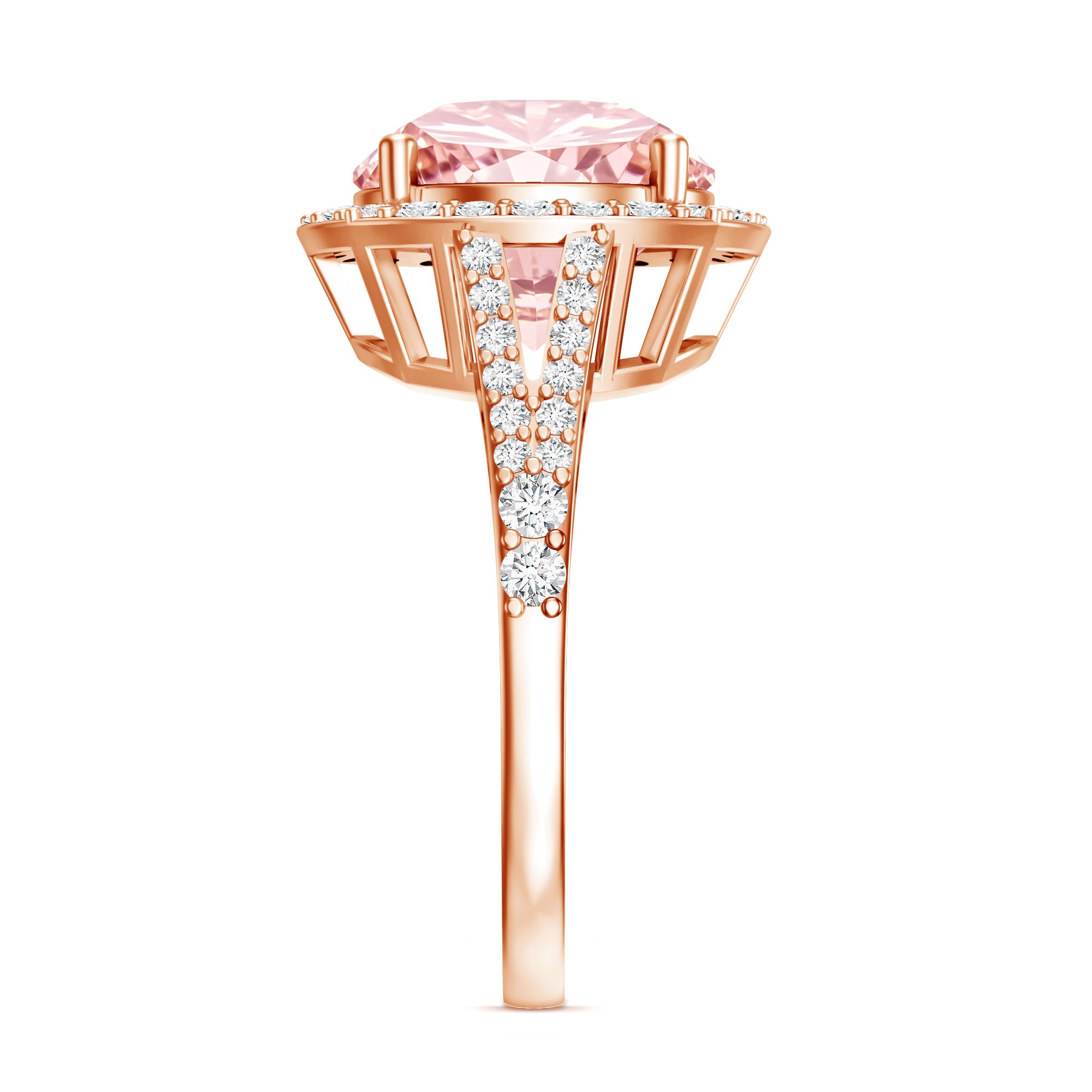 Rosec Jewels-IGI Certified Lab 4 Carat Pink and White Diamond Statement Engagement Ring in Split Shank