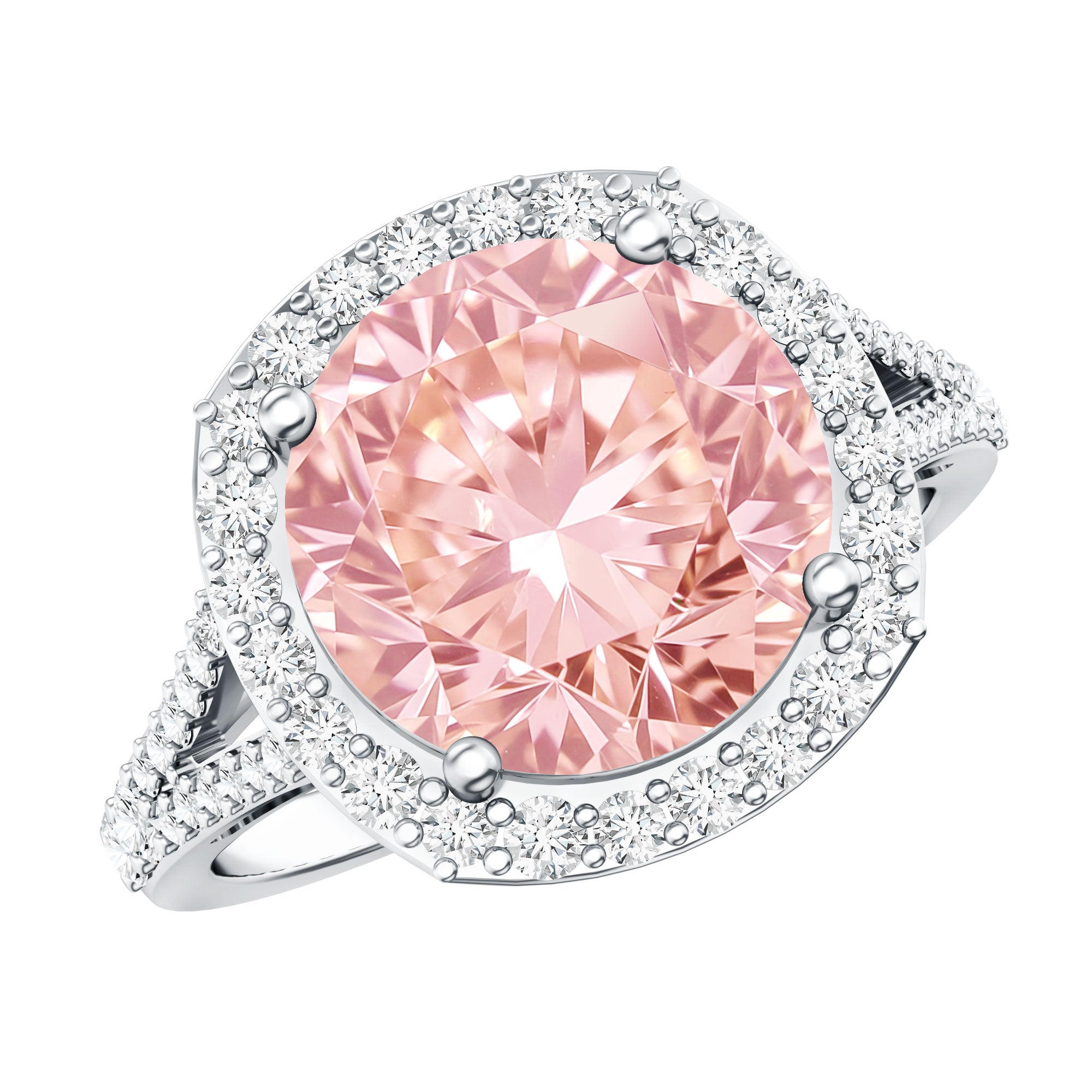 Rosec Jewels-IGI Certified Lab 4 Carat Pink and White Diamond Statement Engagement Ring in Split Shank