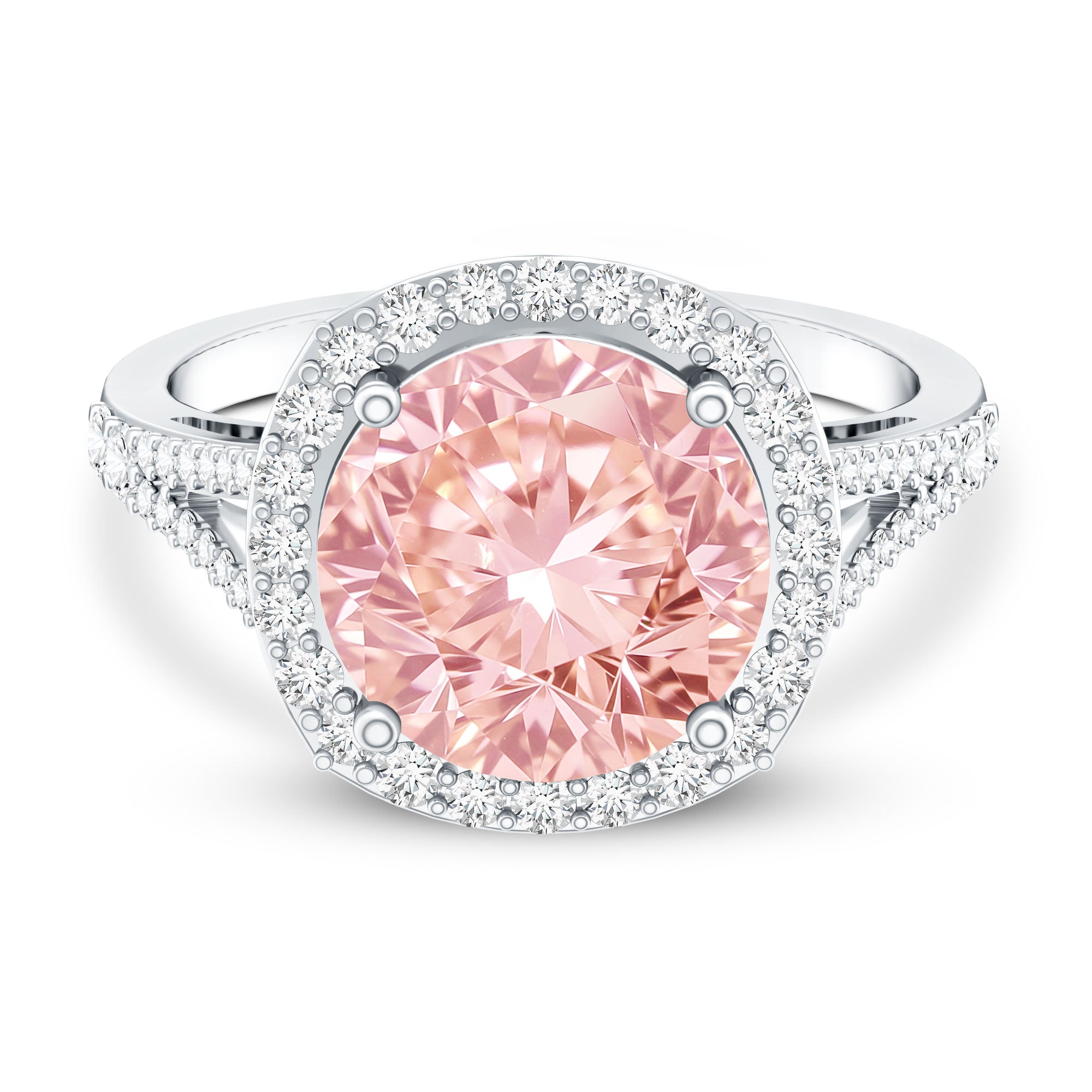 Rosec Jewels-IGI Certified Lab 4 Carat Pink and White Diamond Statement Engagement Ring in Split Shank