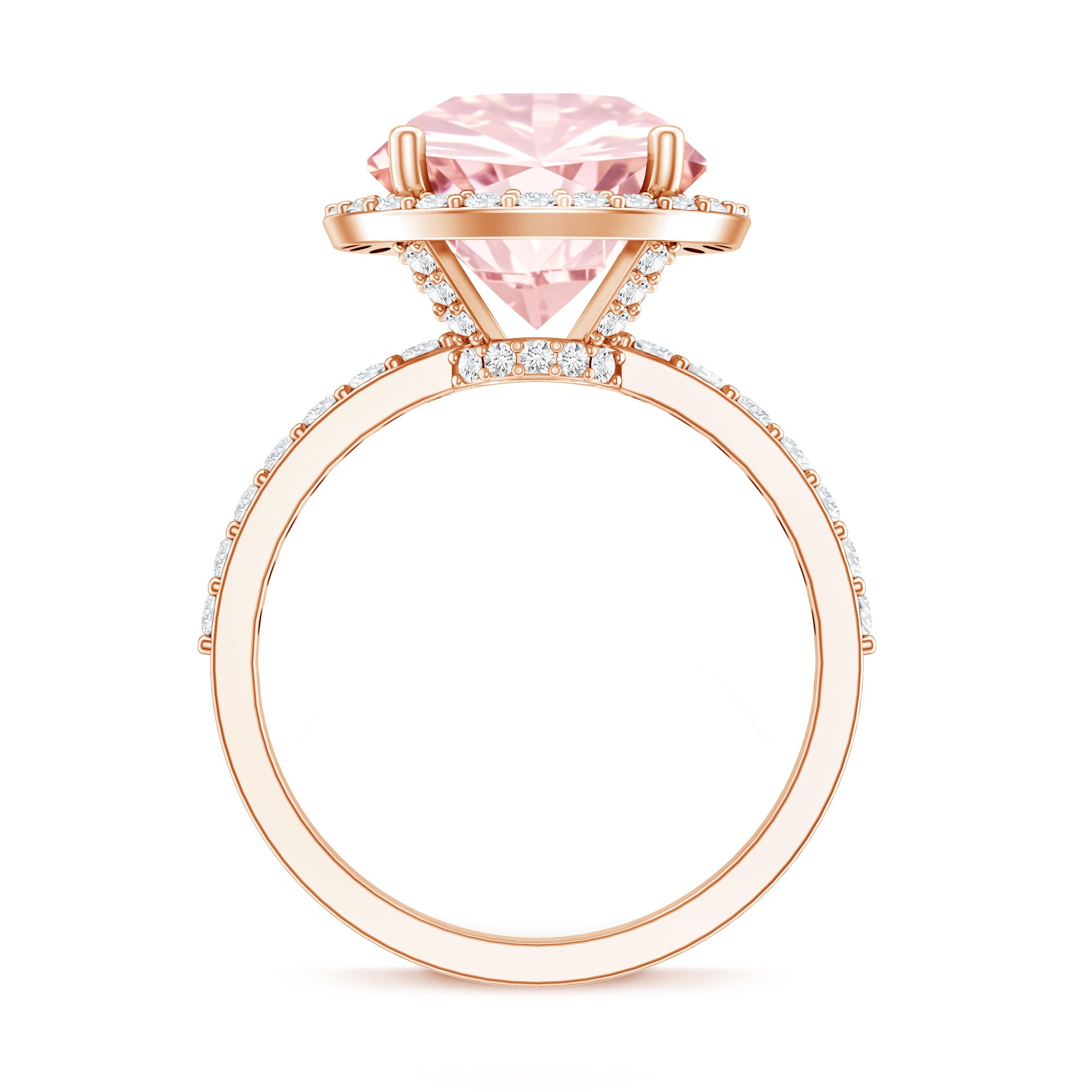 Rosec Jewels-Round 5 Carat Lab Grown Pink Diamond Halo Engagement Ring IGI Certified