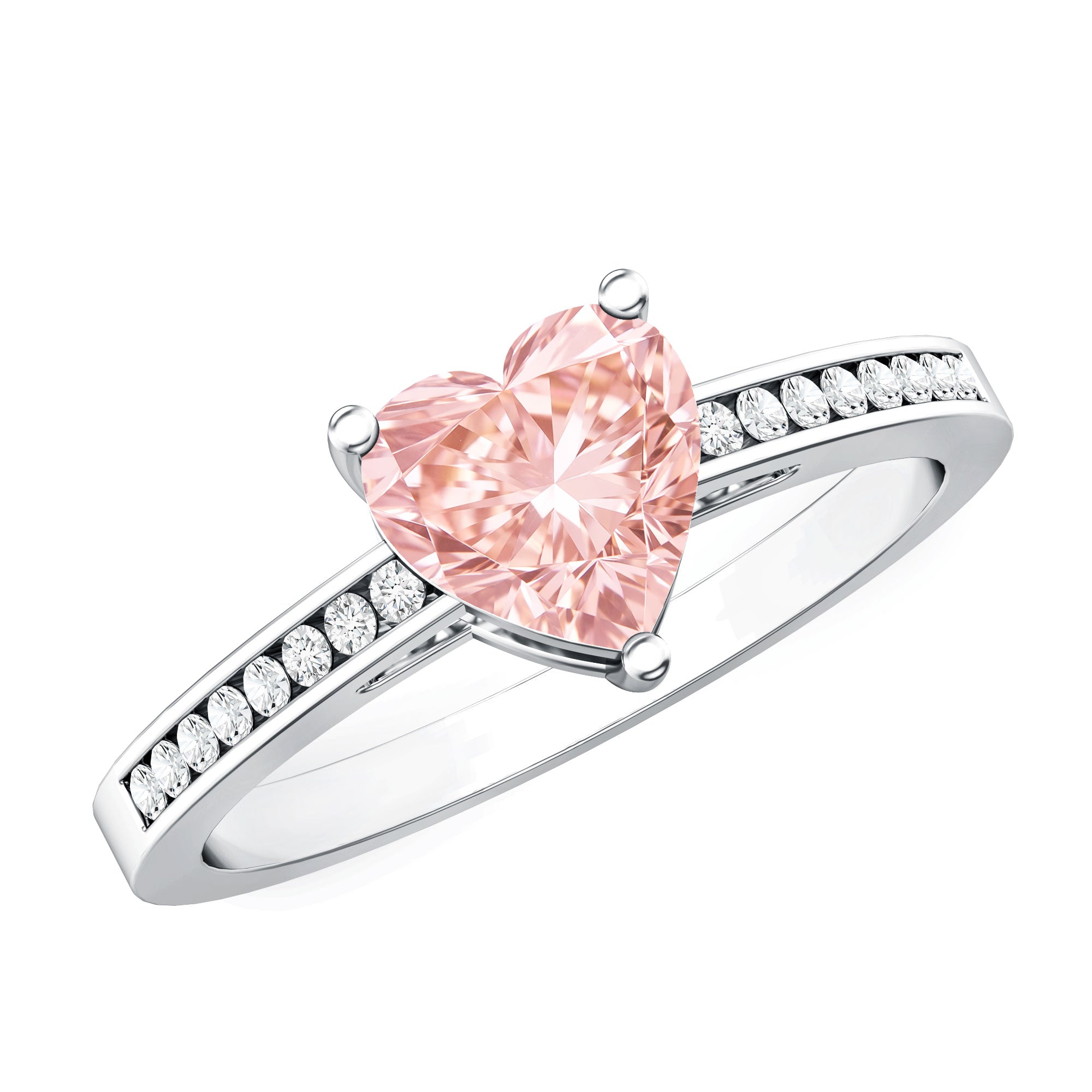 IGI Certified Heart Shape Lab Grown Pink Diamond Engagement Ring 1 Carat Fancy Pink - VS1 - Rosec Jewels