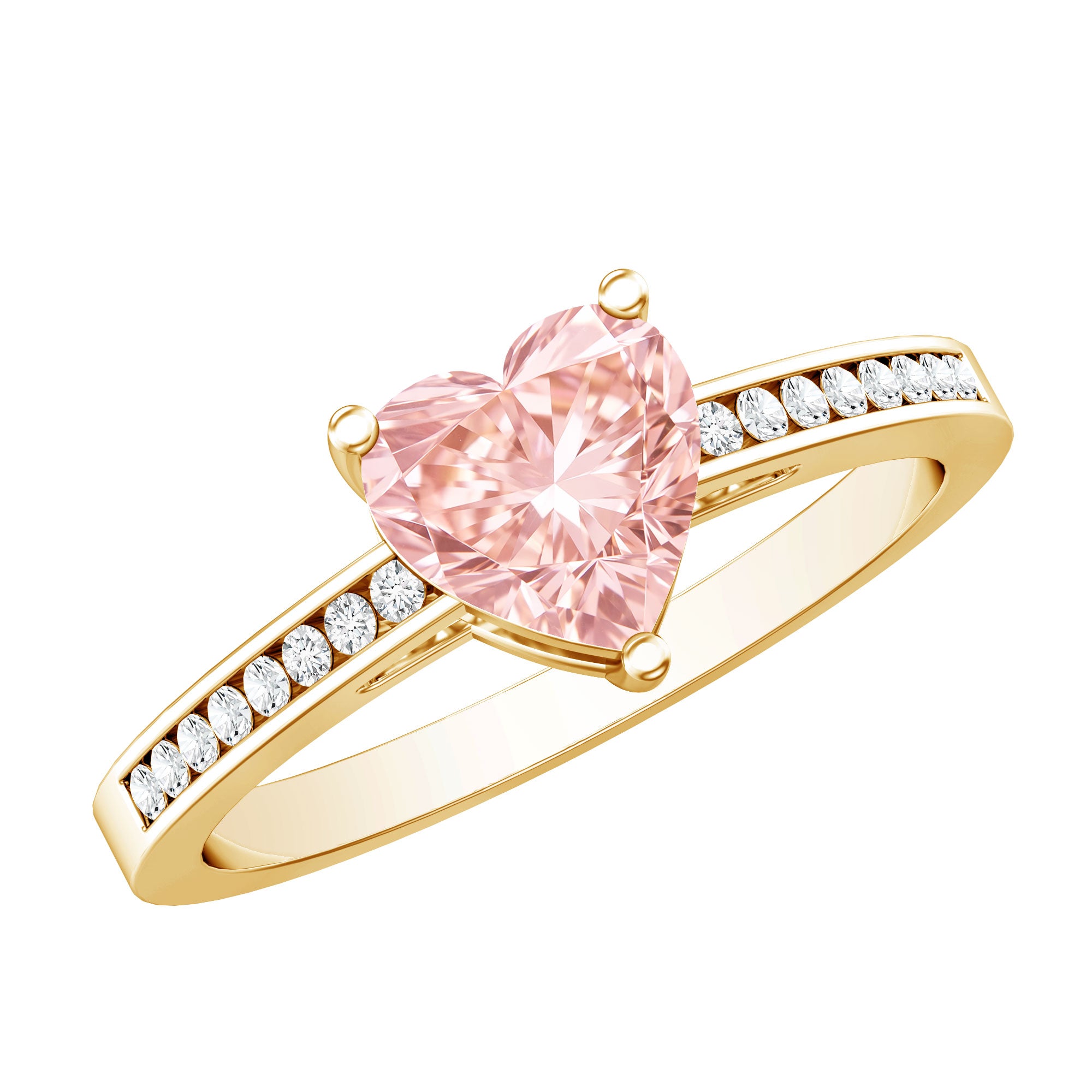 IGI Certified Heart Shape Lab Grown Pink Diamond Engagement Ring 1 Carat Fancy Pink - VS1 - Rosec Jewels