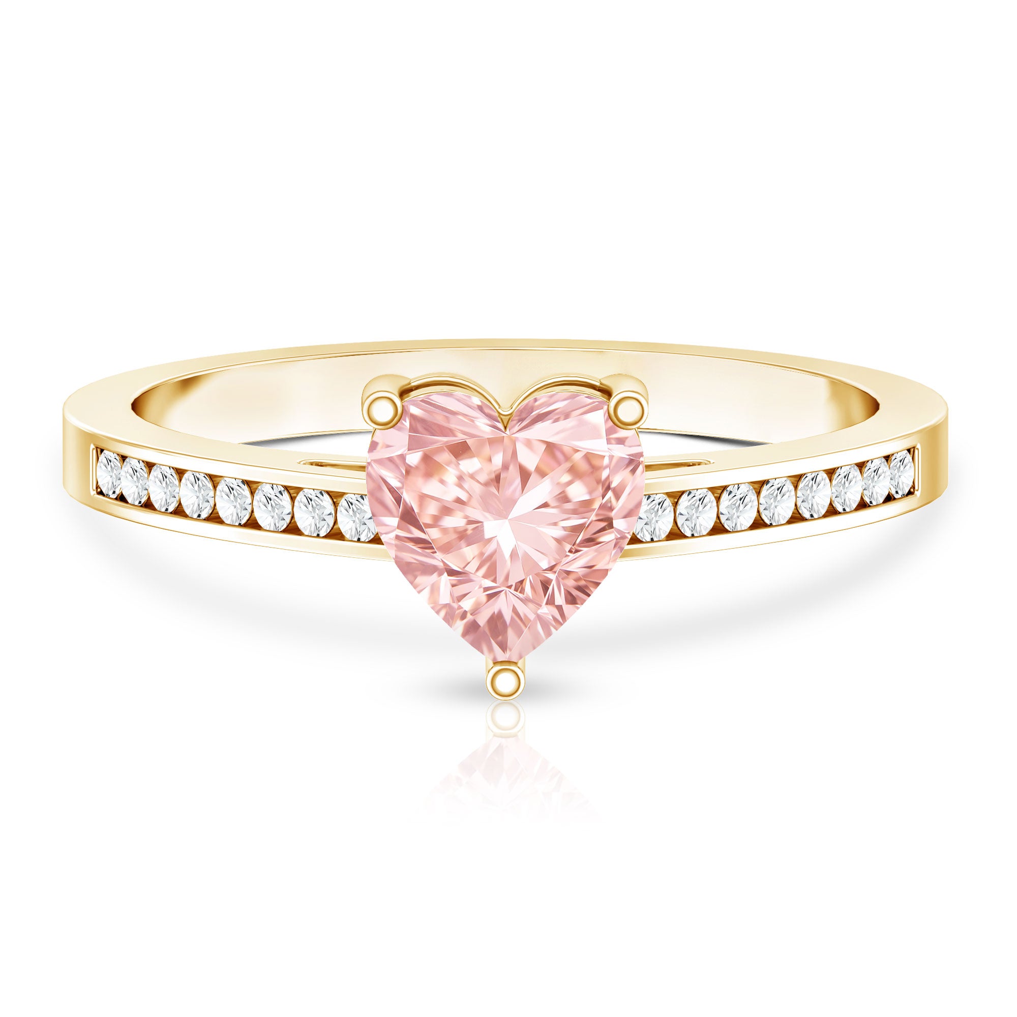IGI Certified Heart Shape Lab Grown Pink Diamond Engagement Ring 1 Carat Fancy Pink - VS1 - Rosec Jewels