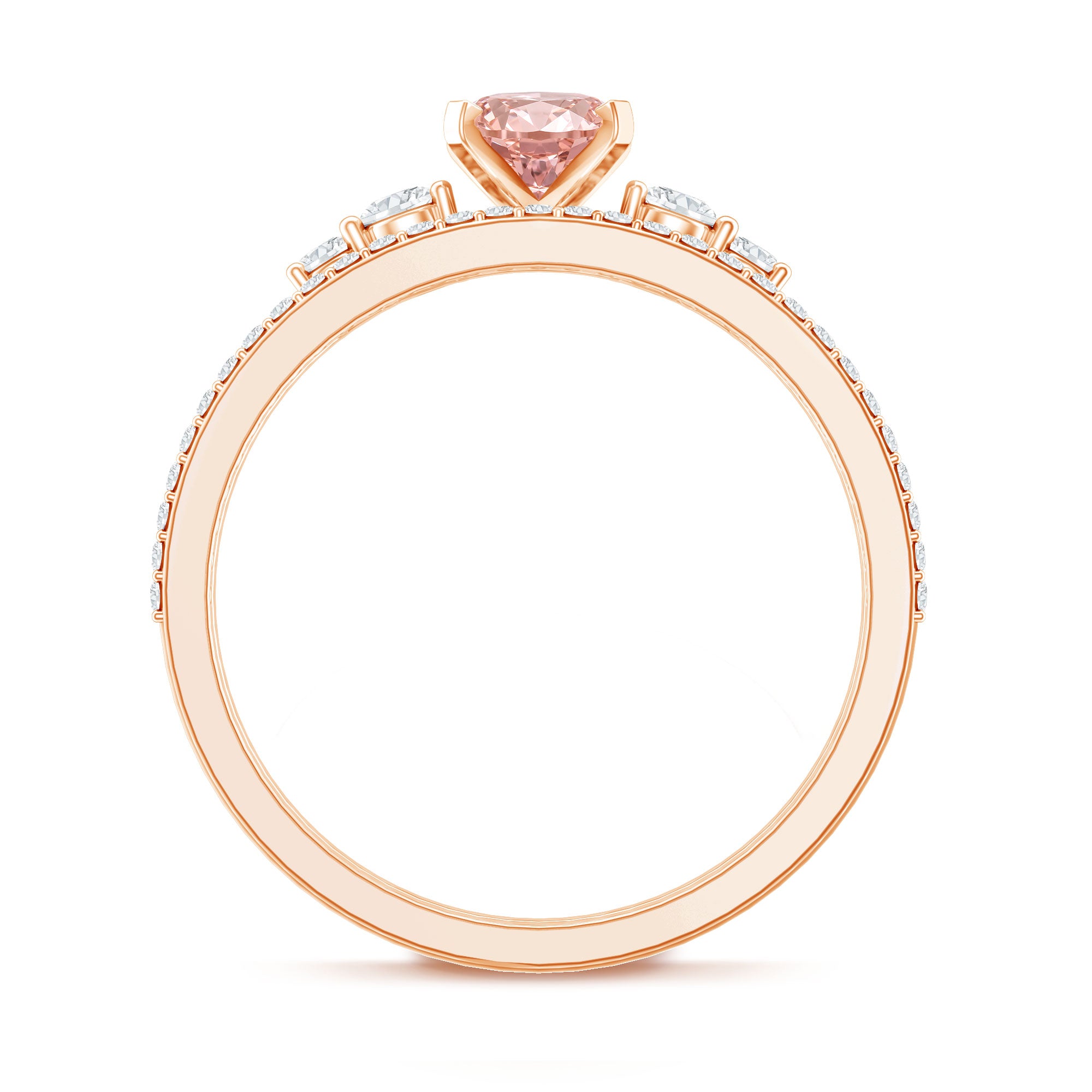 Rosec Jewels-IGI Certified 1 Carat Lab Grown Pink and White Diamond Oval Engagement Ring Set