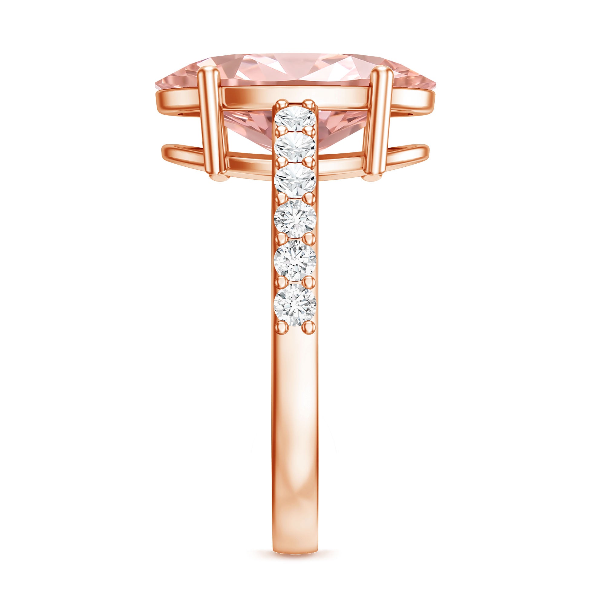 Elongated Oval Lab Grown Pink Diamond 4 Carat Engagement Ring IGI Certified Fancy Pink - VS1 - Rosec Jewels