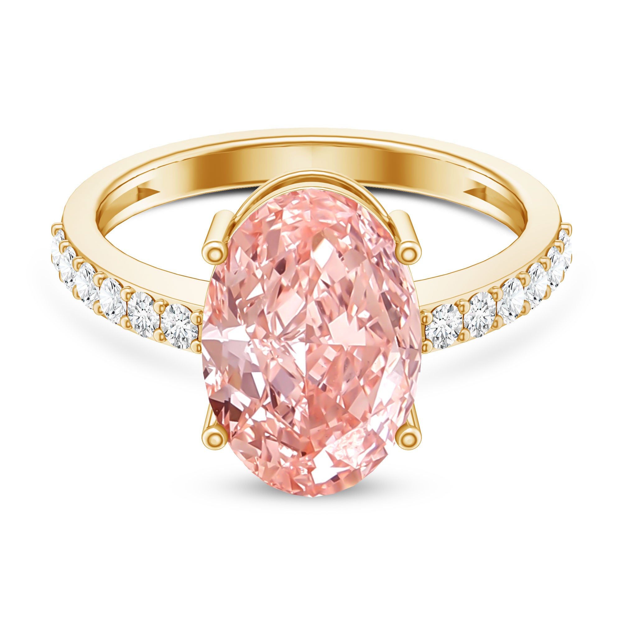 Elongated Oval Lab Grown Pink Diamond 4 Carat Engagement Ring IGI Certified Fancy Pink - VS1 - Rosec Jewels