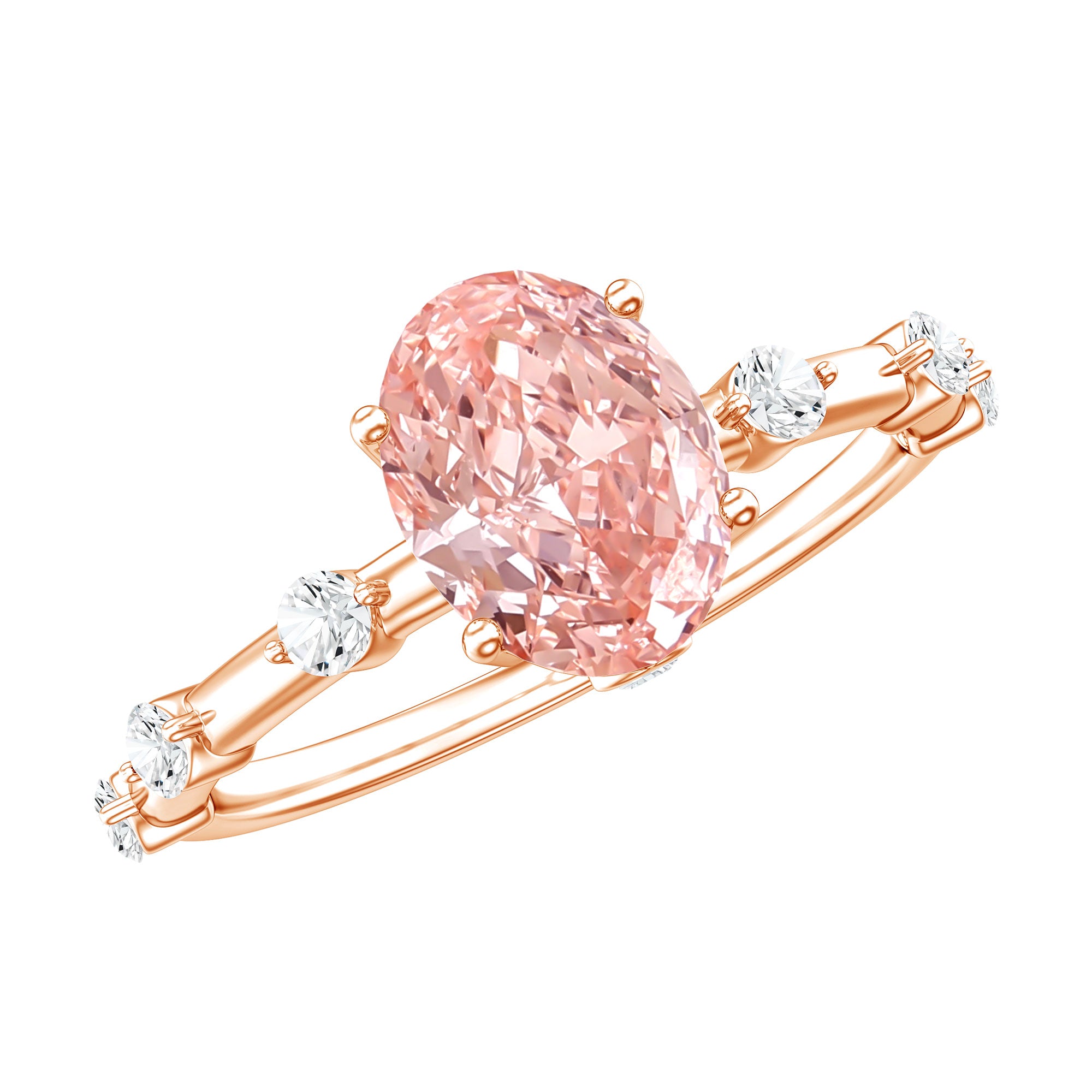 Rosec Jewels-Oval Cut 1 Carat Lab Grown Pink Diamond Solitaire Engagement Ring IGI Certified