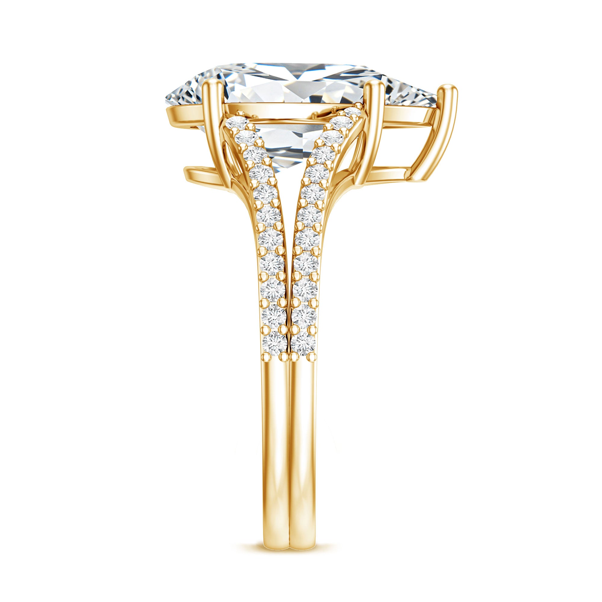 Rosec Jewels-Pear Shaped Lab Grown 4 Carat Diamond Split Shank Engagement Ring IGI Certified