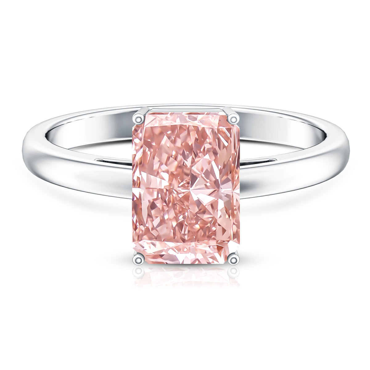 Solitaire 3 Carat Lab Grown Pink Diamond Radiant Cut Engagement Ring IGI Certified Fancy Pink - VS1 - Rosec Jewels