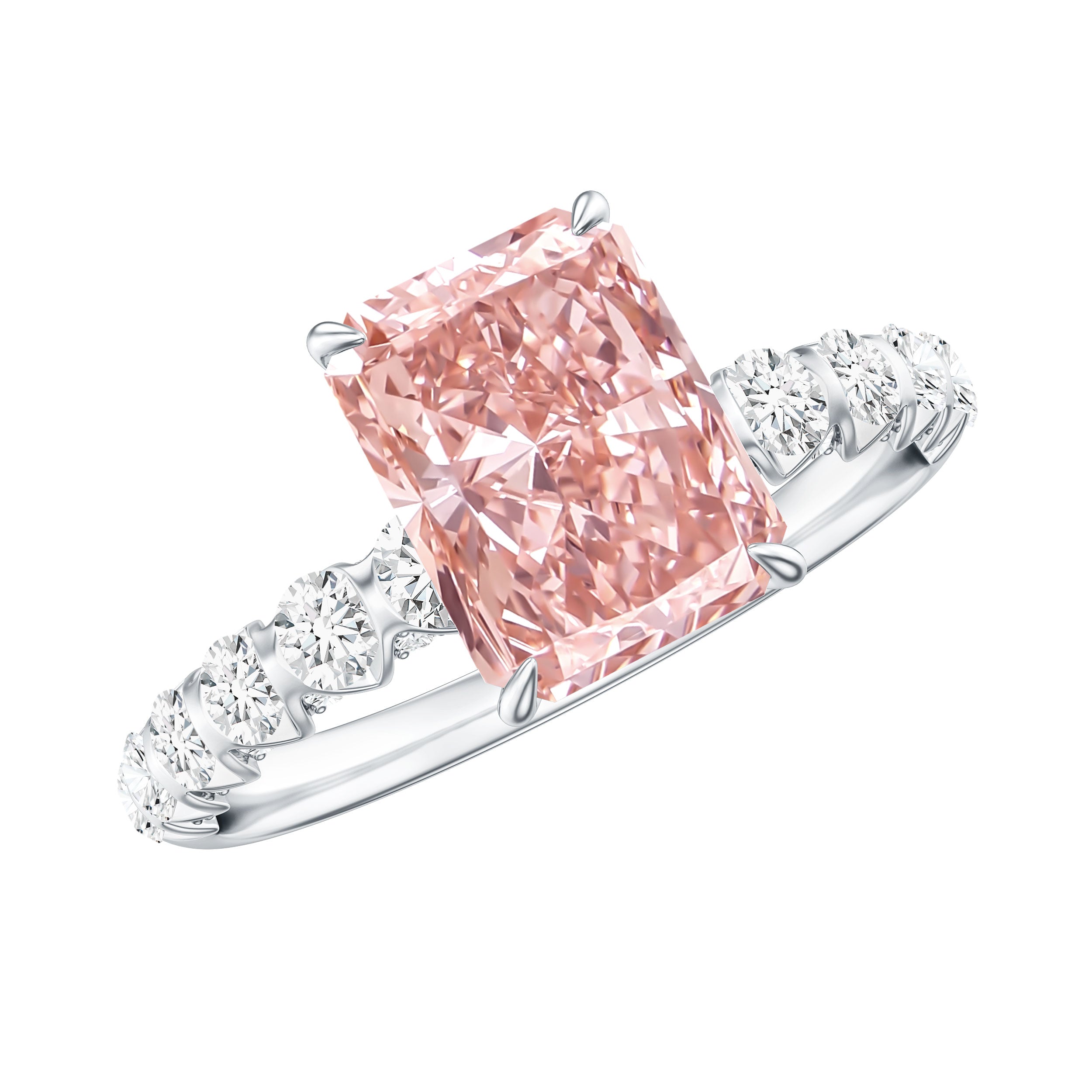 Rosec Jewels-Lab Grown Pink Diamond 2 Carat Radiant Cut Engagement Ring IGI Certified
