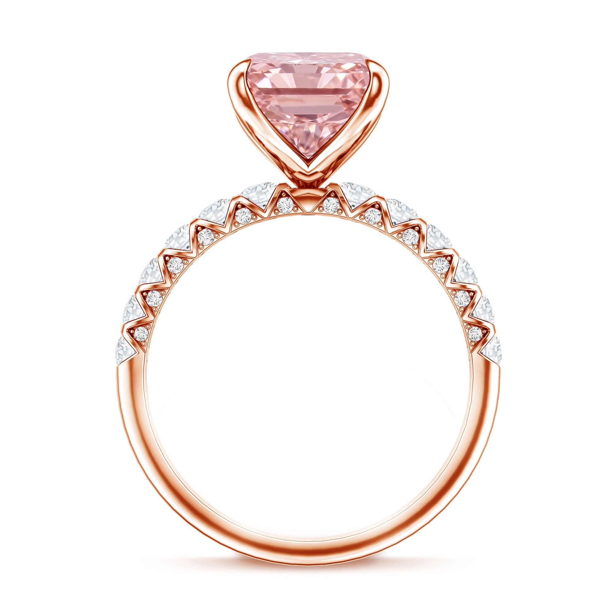 5 Carat Radiant Lab Grown Pink Diamond Huge Statement Ring with IGI Certificate Fancy Pink - VS1 - Rosec Jewels