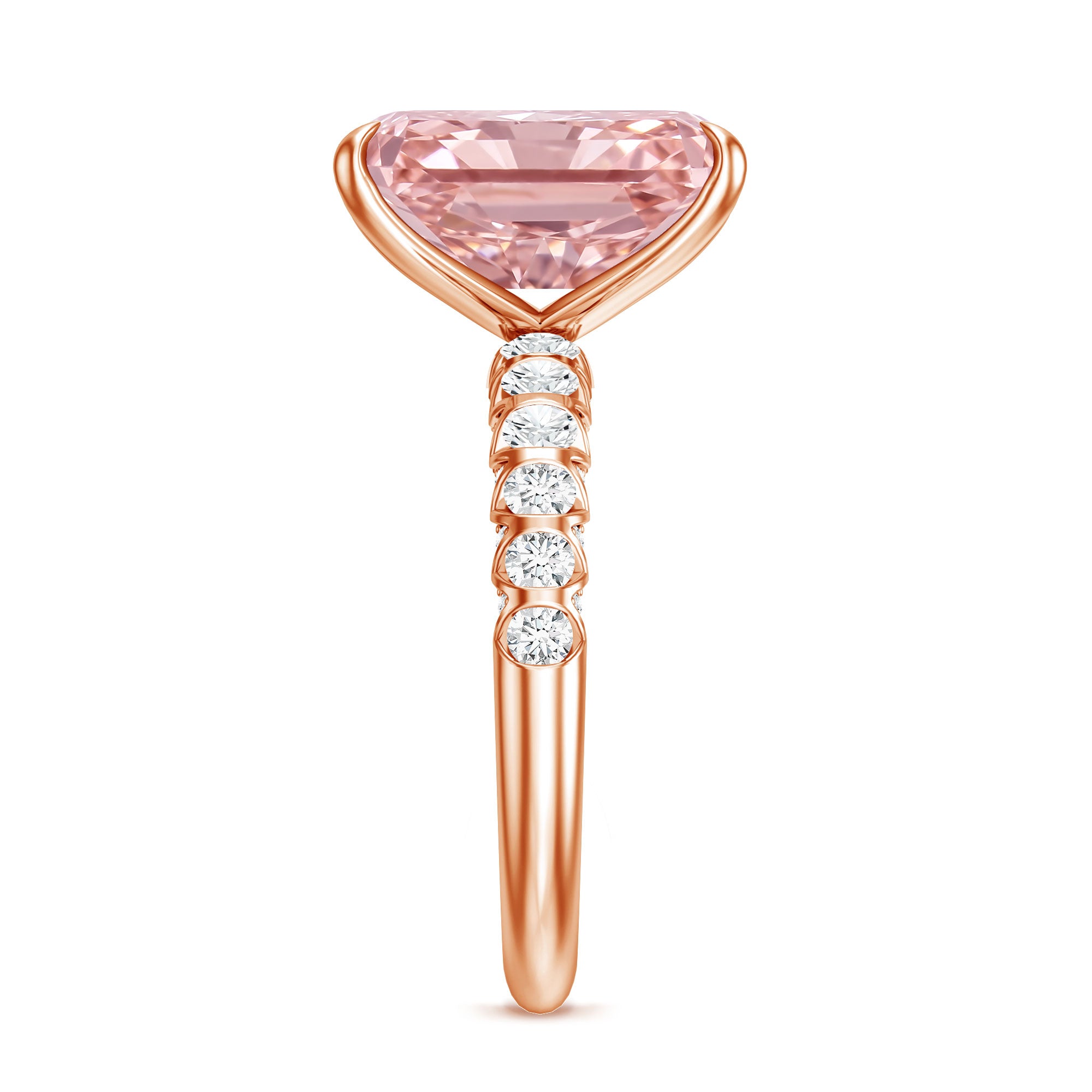 5 Carat Radiant Lab Grown Pink Diamond Huge Statement Ring with IGI Certificate Fancy Pink - VS1 - Rosec Jewels