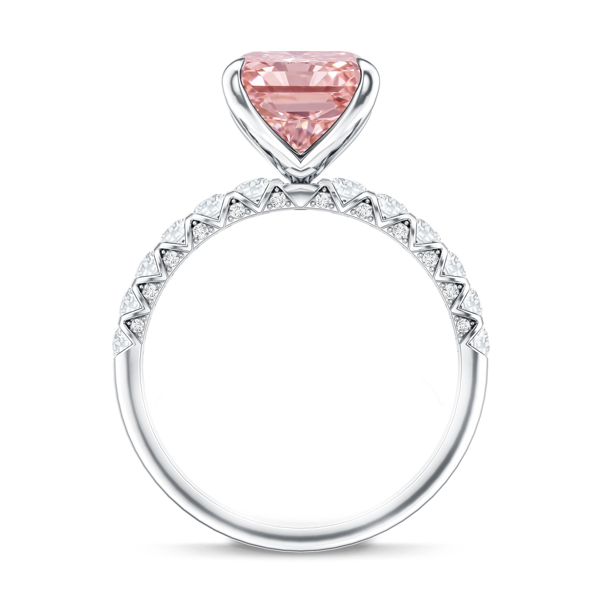 5 Carat Radiant Lab Grown Pink Diamond Huge Statement Ring with IGI Certificate Fancy Pink - VS1 - Rosec Jewels