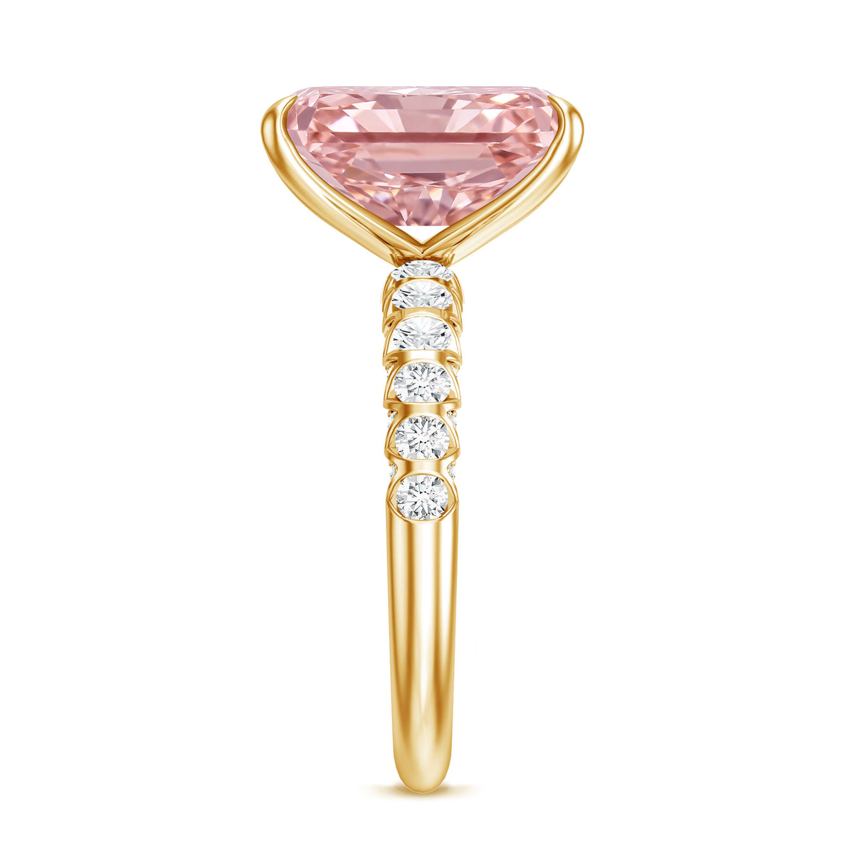 5 Carat Radiant Lab Grown Pink Diamond Huge Statement Ring with IGI Certificate Fancy Pink - VS1 - Rosec Jewels