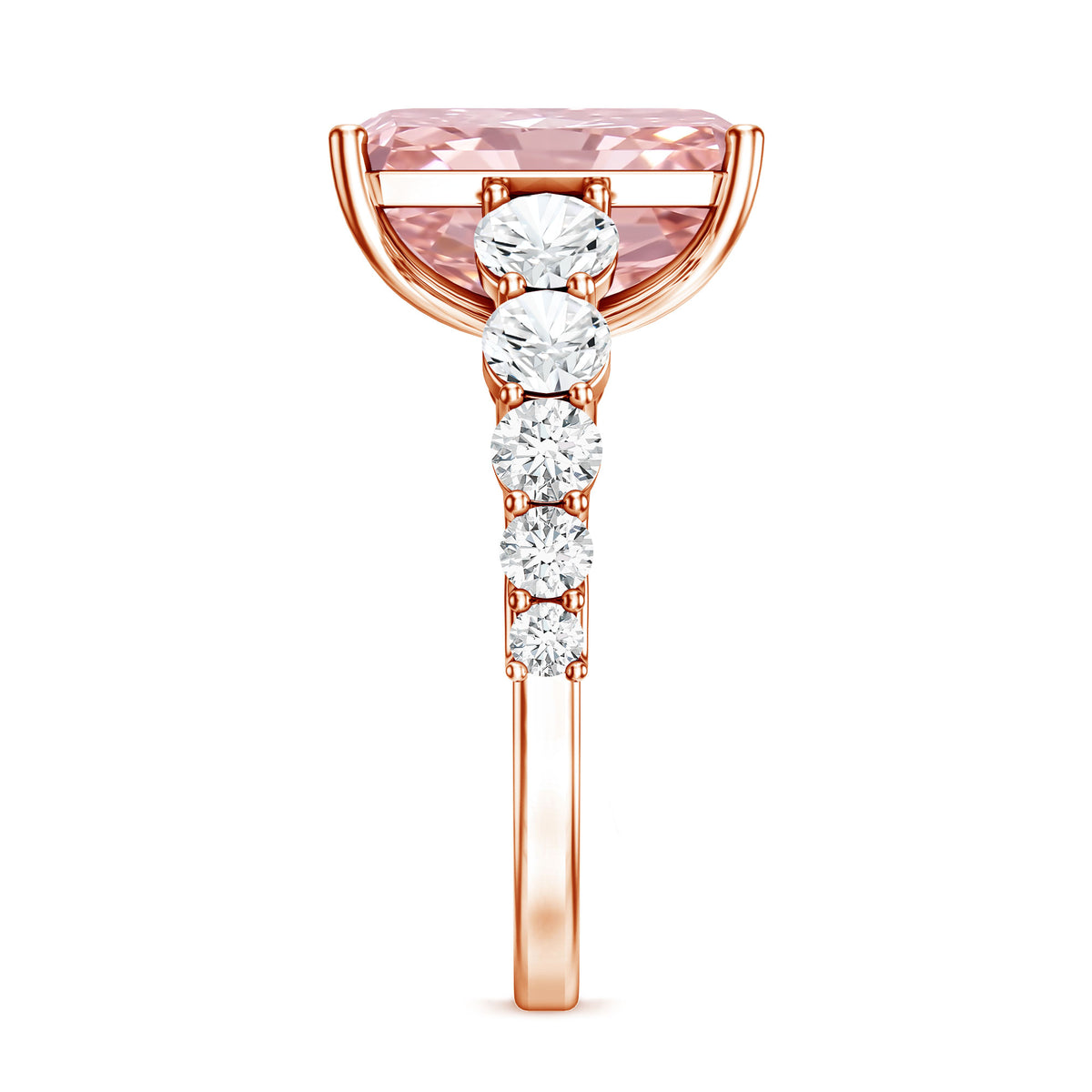 5 Carat Radiant Lab Grown Pink and White Diamond Side Stone Engagement Ring IGI Certified Fancy Pink - VS1 - Rosec Jewels