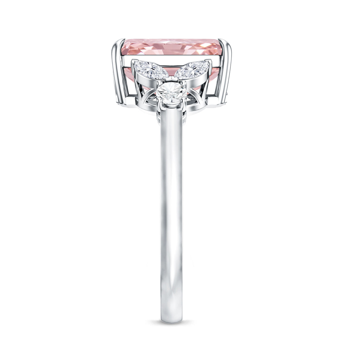 3 Carat Radiant Cut Lab Pink Diamond Engagement Ring IGI Certified Fancy Pink - VS1 - Rosec Jewels