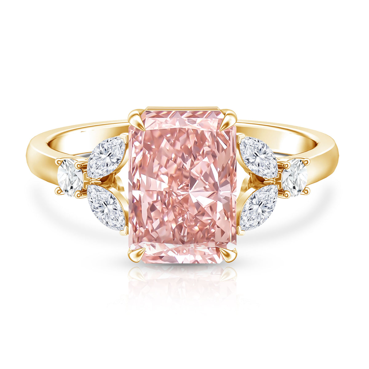 3 Carat Radiant Cut Lab Pink Diamond Engagement Ring IGI Certified Fancy Pink - VS1 - Rosec Jewels