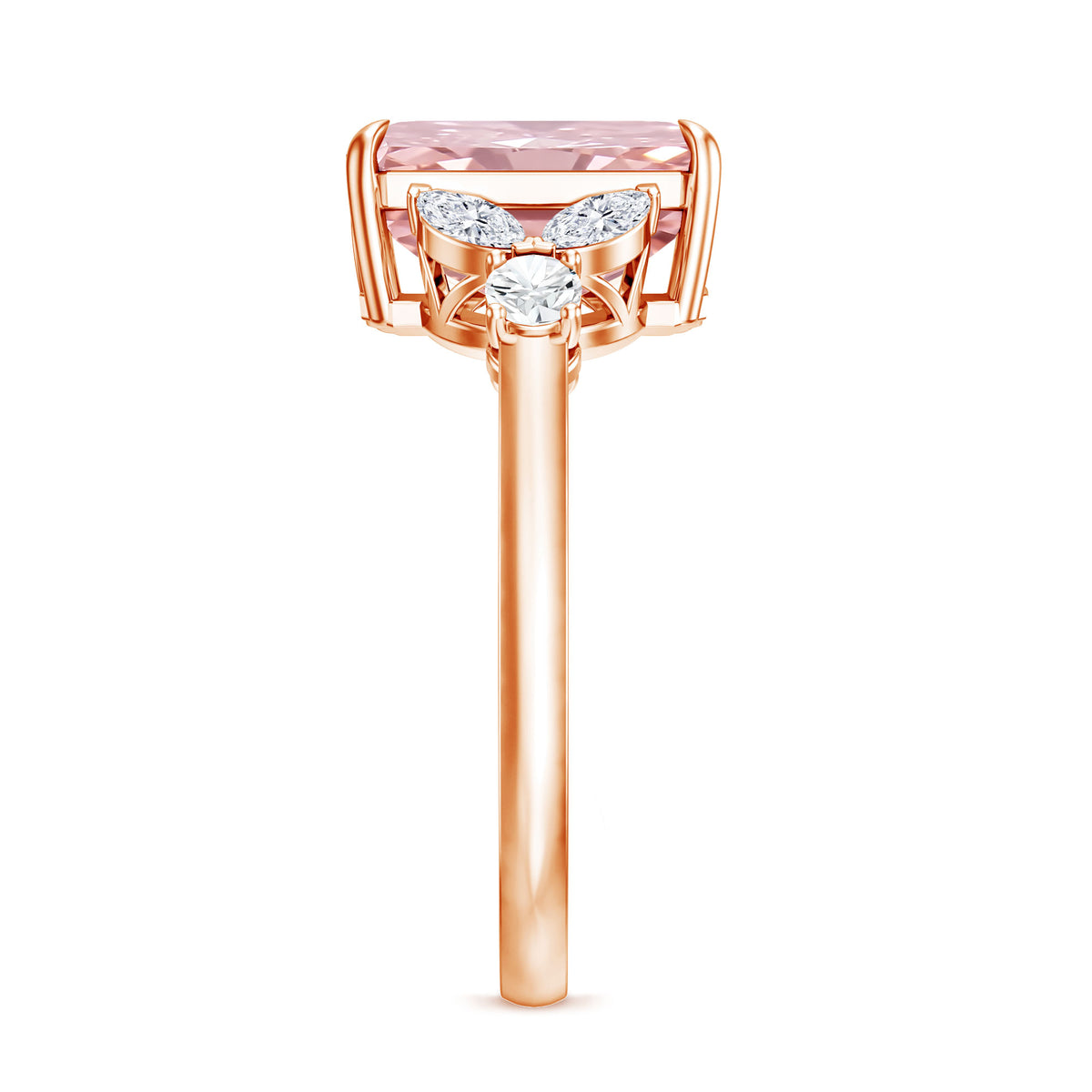 Lab Grown 4 Carat Radiant Cut Pink Diamond Statement Engagement Ring IGI Certified Fancy Pink - VS1 - Rosec Jewels