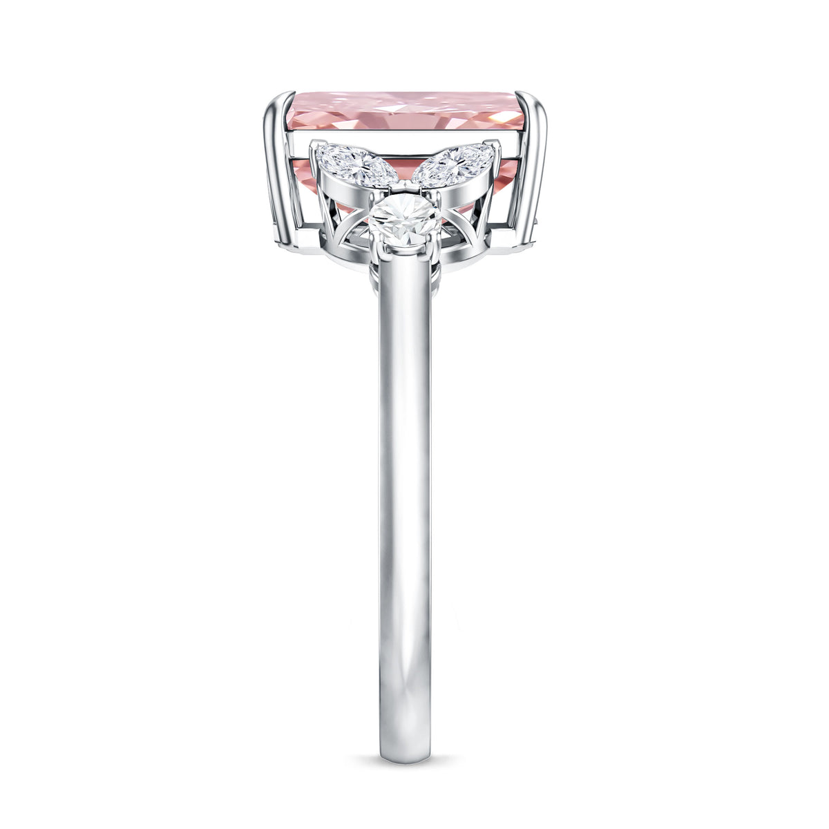 Lab Grown 4 Carat Radiant Cut Pink Diamond Statement Engagement Ring IGI Certified Fancy Pink - VS1 - Rosec Jewels